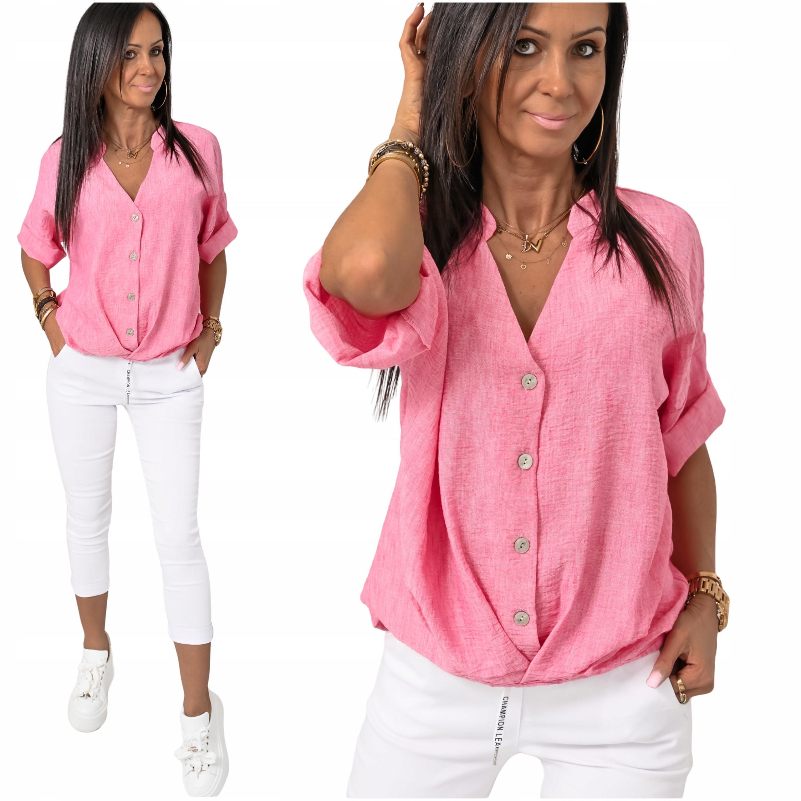 Przewiewna Letnia Bluzka Z Guziczkami Brianna! WZ.3