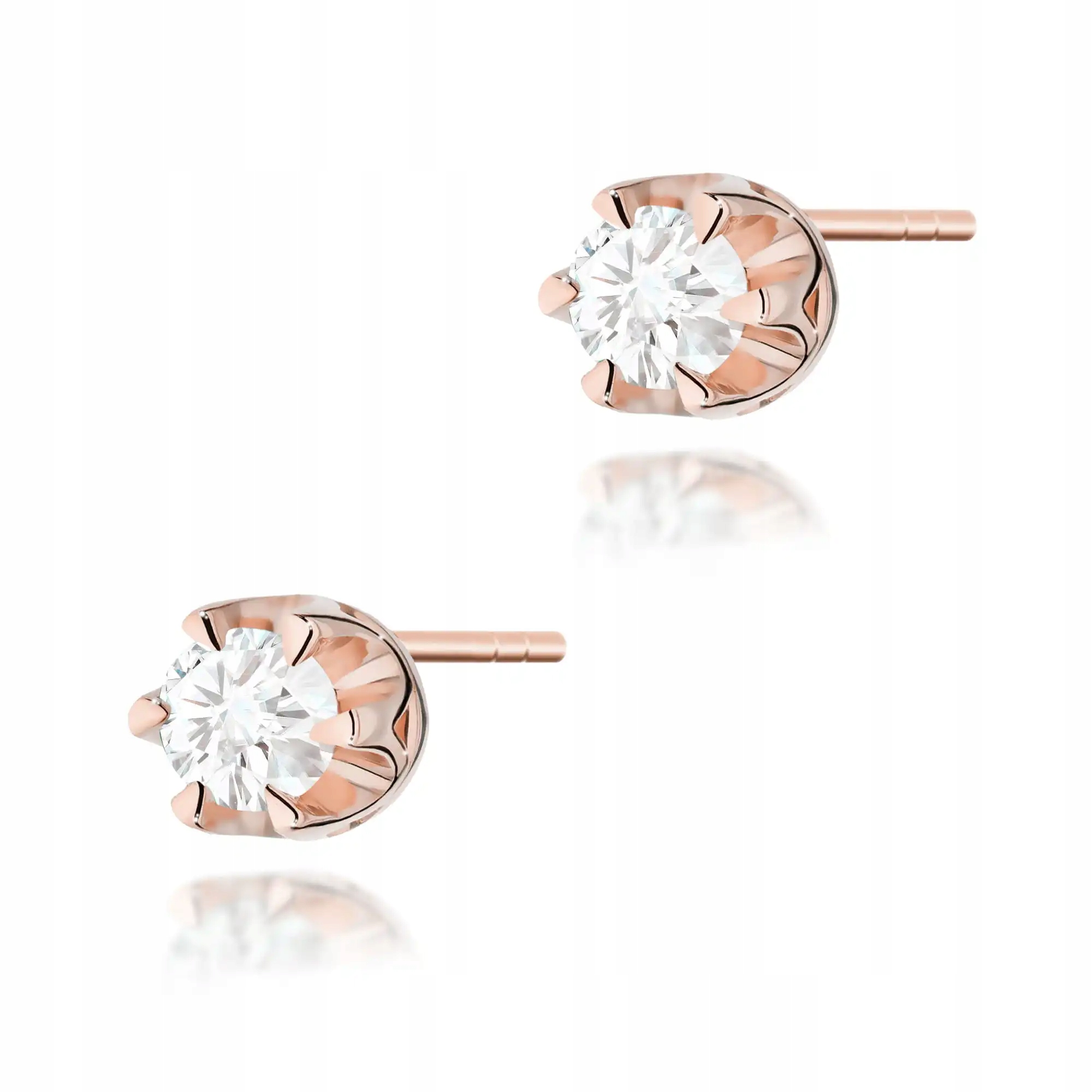 Dámské náušnice ze zlata 585 diamant růžové zlato značkové efektní 14kt