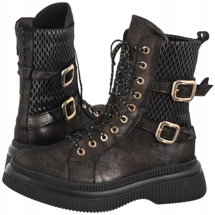 Dámské kožené kozačky Kotníkové Boty Maciejka Hnědé 07105-02