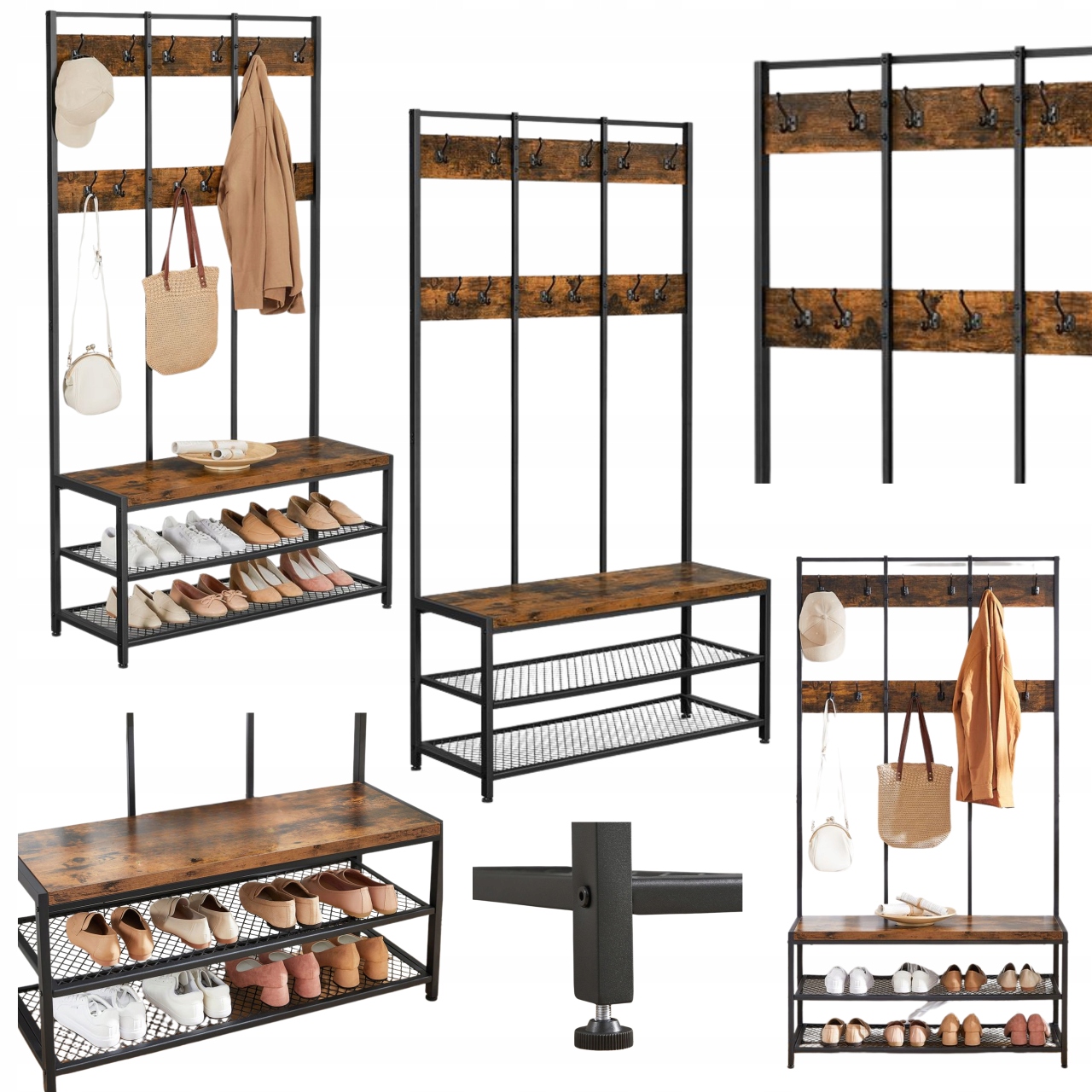 Vešiak na oblečenie Kabáty s regálom a sedadlom na topánky Voľne stojaci Loft