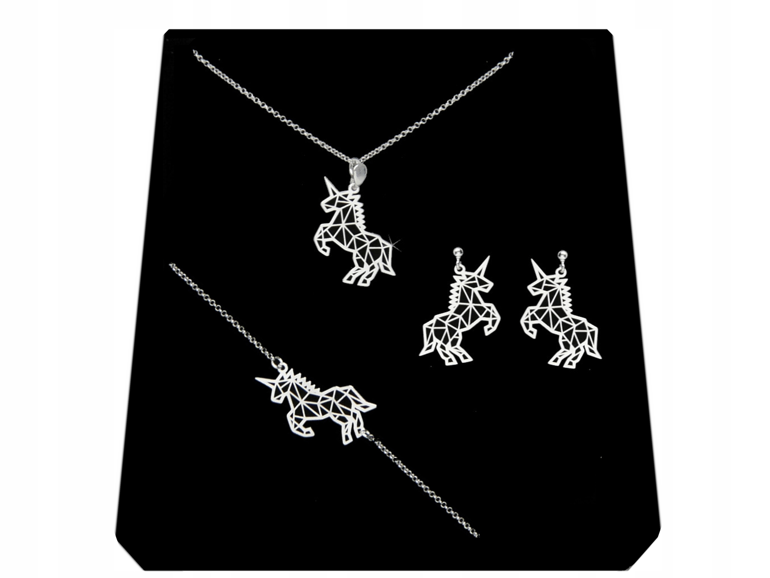 

Komplet Biżuterii Jednorożec Origami srebro 925