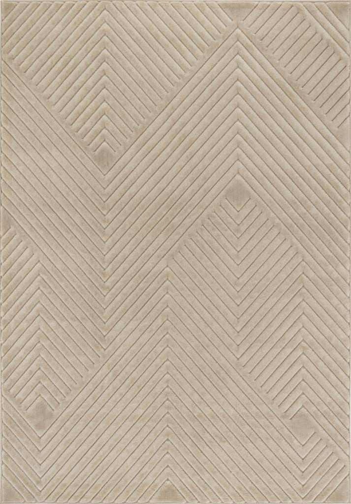 Koberec béžový do obývacího pokoje, moderní vyřezávaný vzor s jedličkou 80 x 150 cm