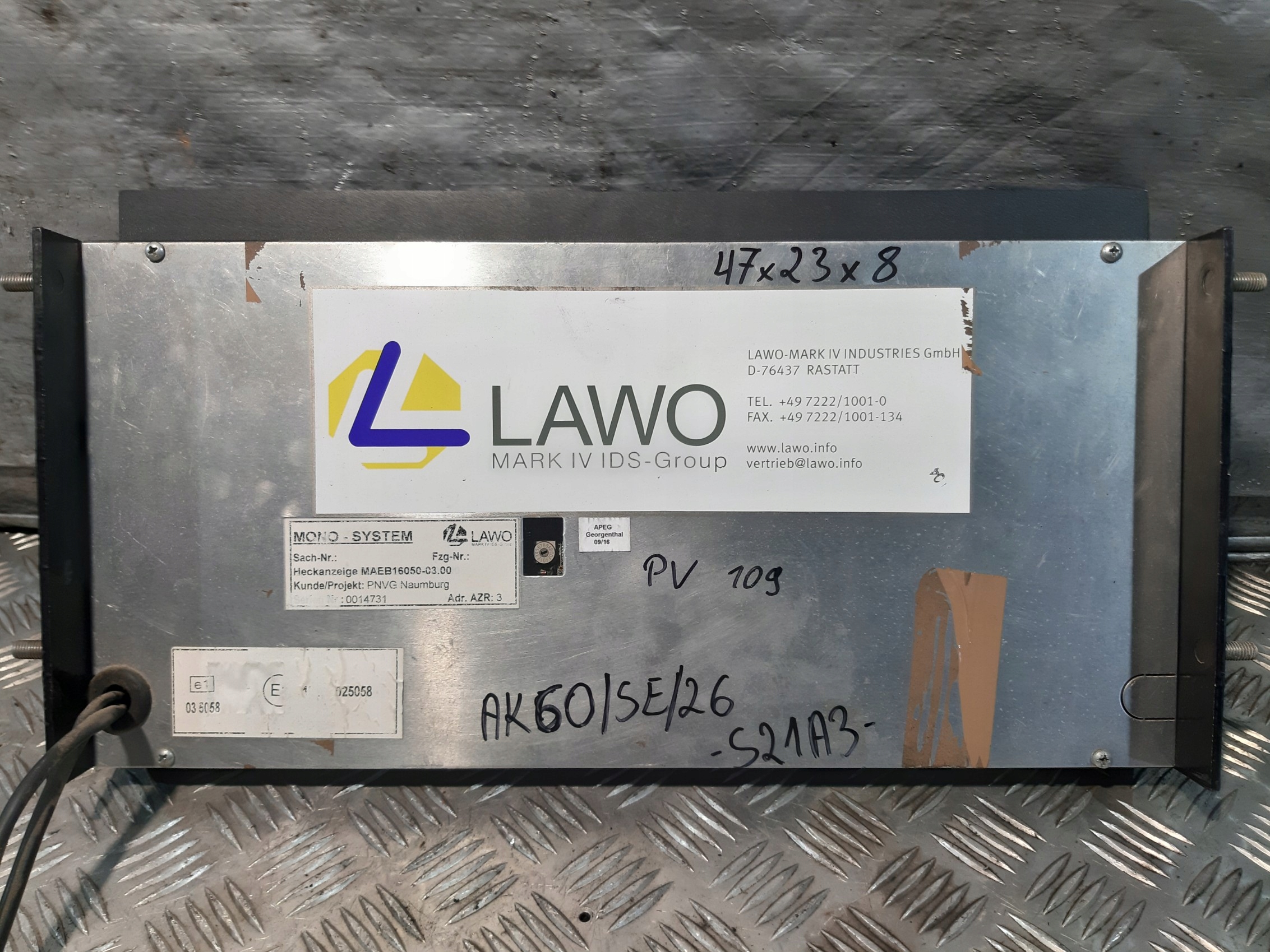 display LAWO MAEB16050-03.00 MONO SYSTEM