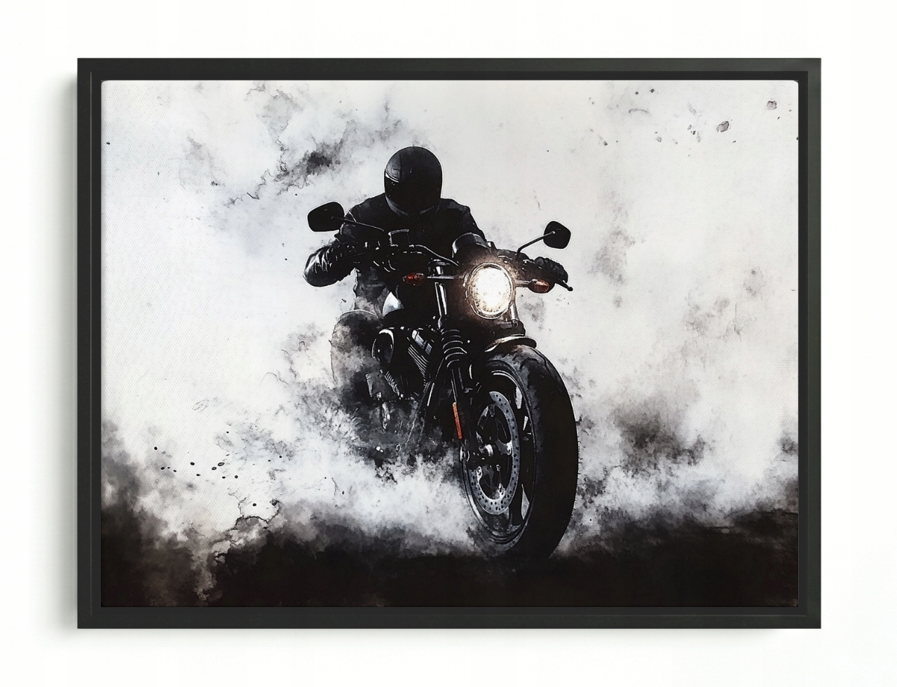 Obraz Rám American Box Motocykl Sportovní Kouř Motor Černobílý 80x60