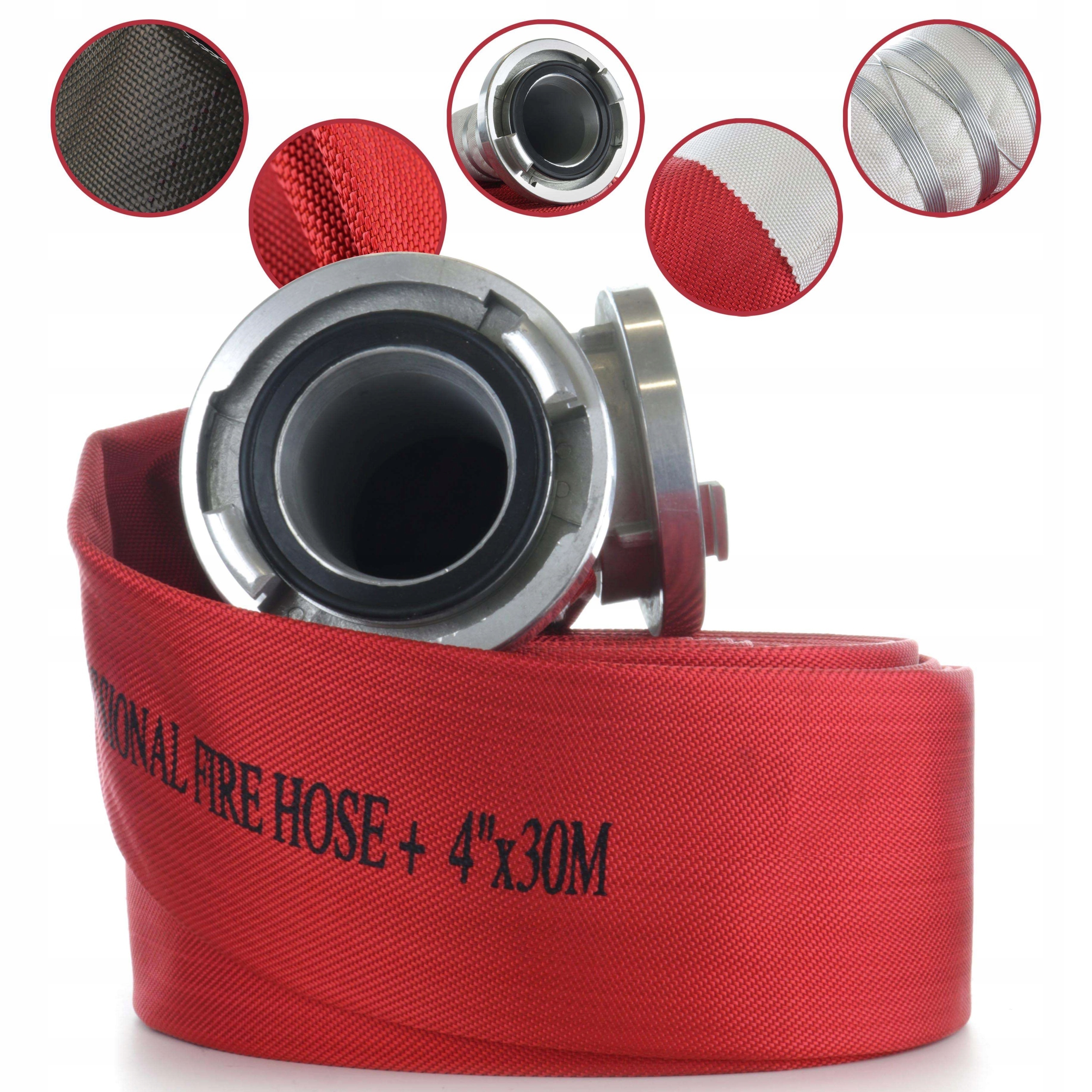 Wąż strażacki parciany wzmacniany do nawadniania STORZ 4 cale 100mm 30m R