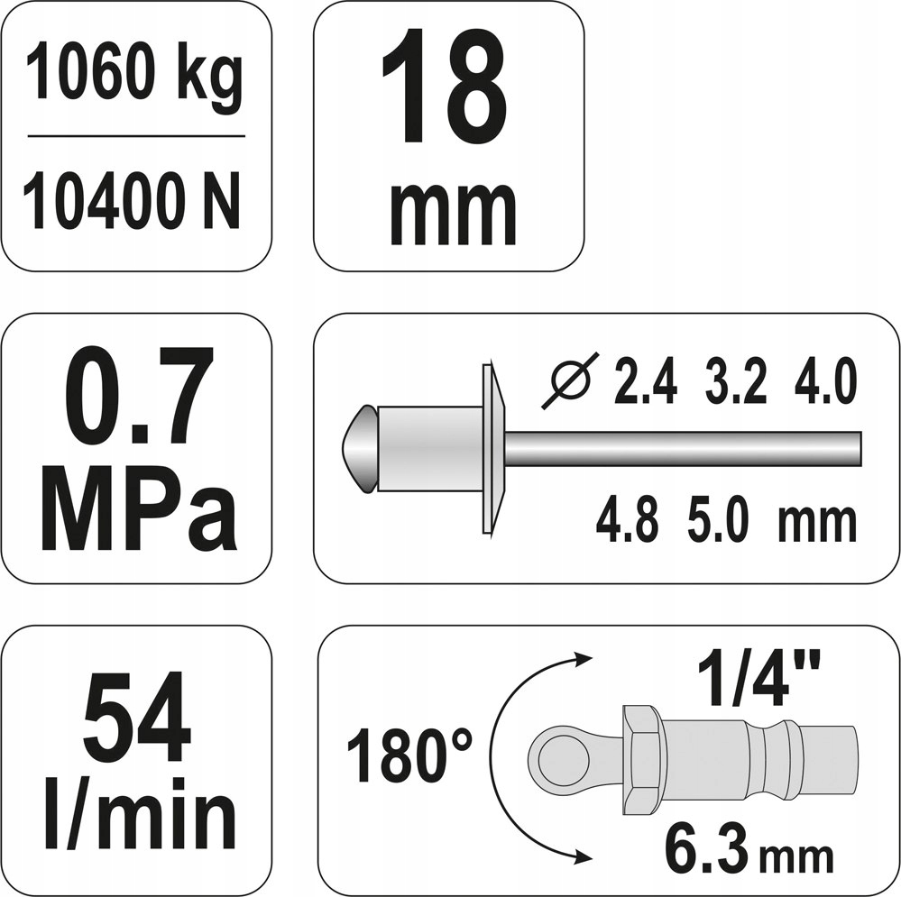 NITOWNICA PNEUMATYCZNA 2,4-5,0MM Marka Yato