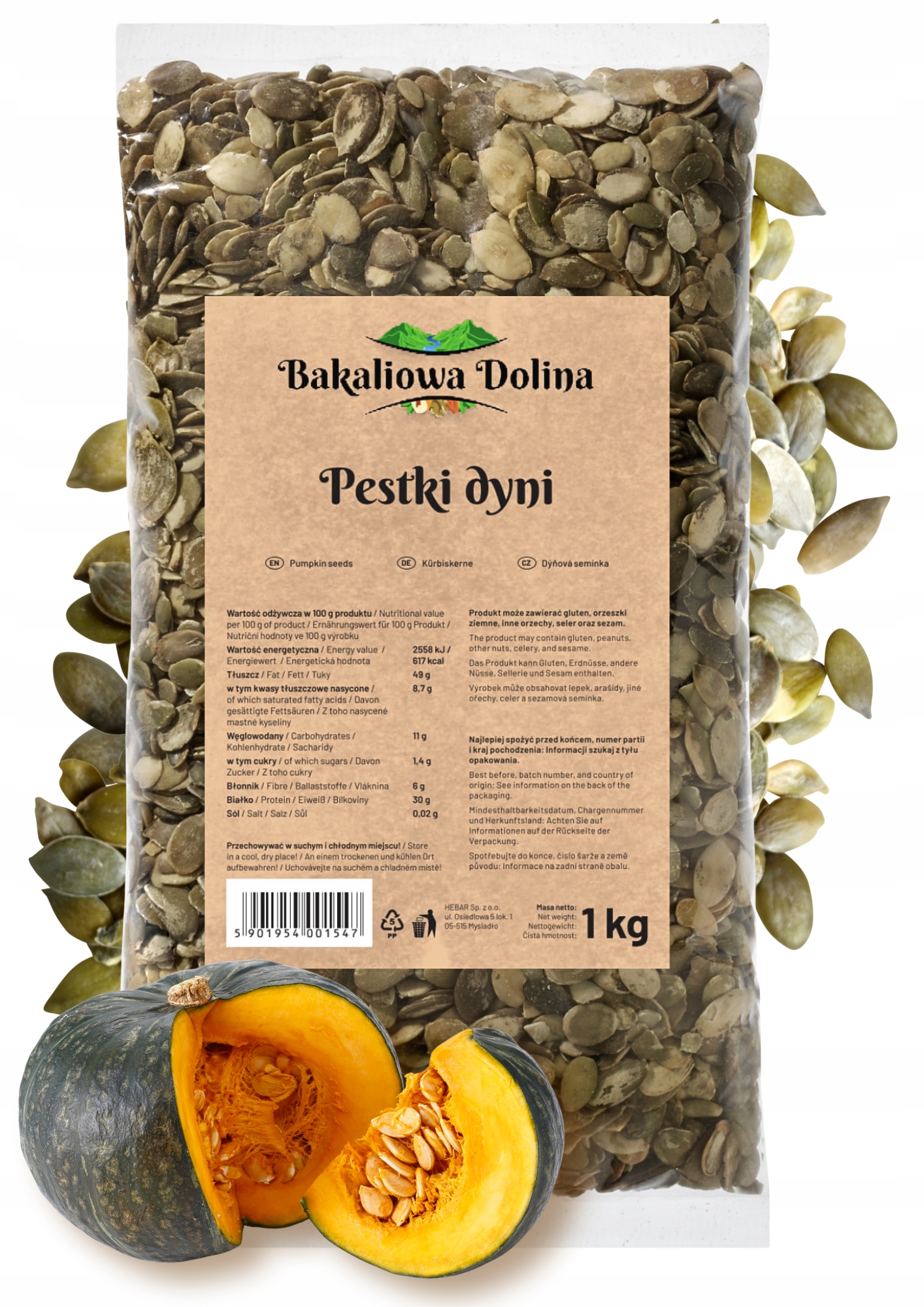 Pestki Dyni Łuskane 1 Kg Naturalne Do Prażenia I Sałatek Bakaliowa Dolina