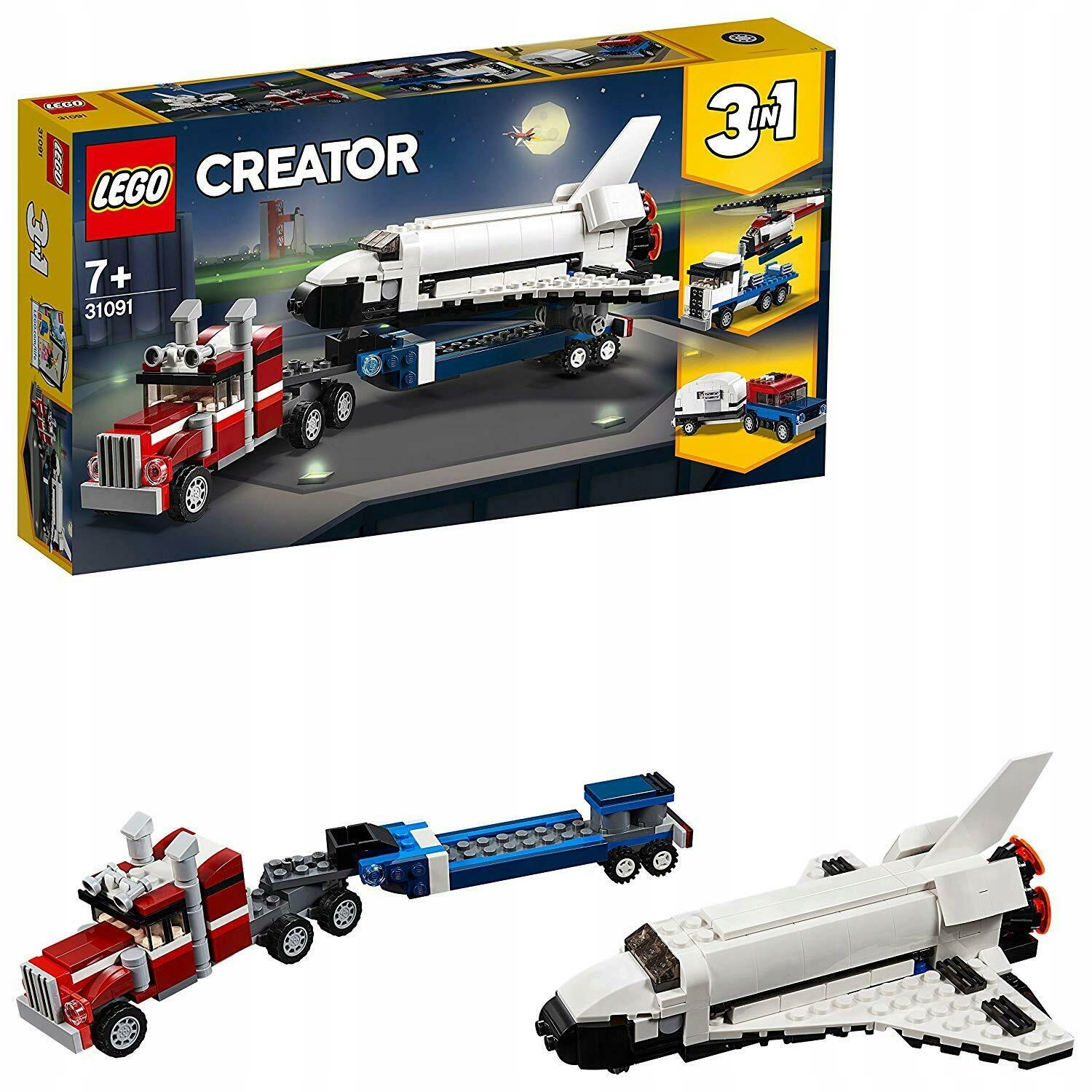 Lego Creator 31091 Transporter Promu 3w1 Rakieta Tir Ciężarówka Helikopter