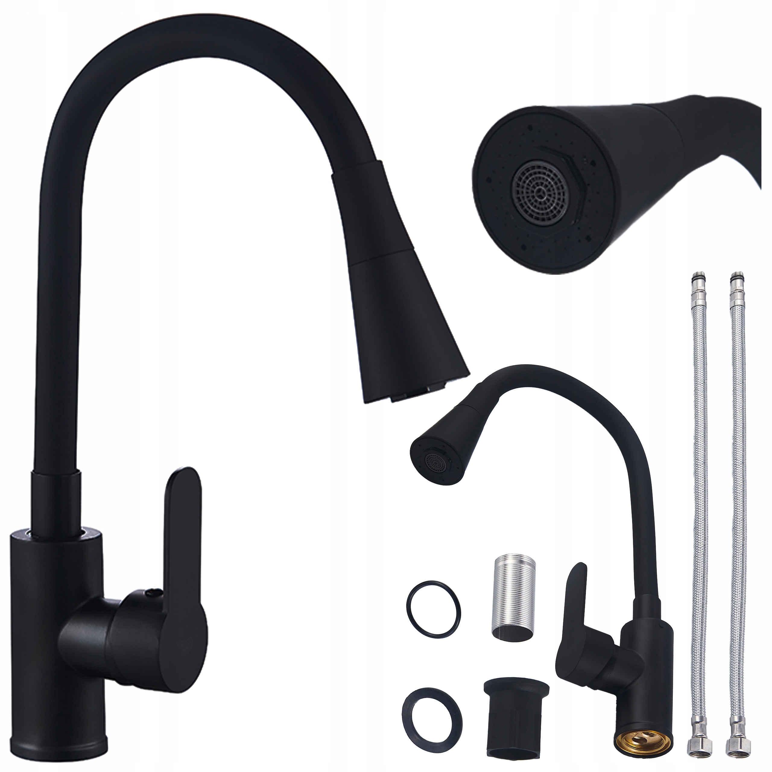 Kuchyňská Baterie Na Desku Blis Ohebná, Černá Výtoková Základna, Černá