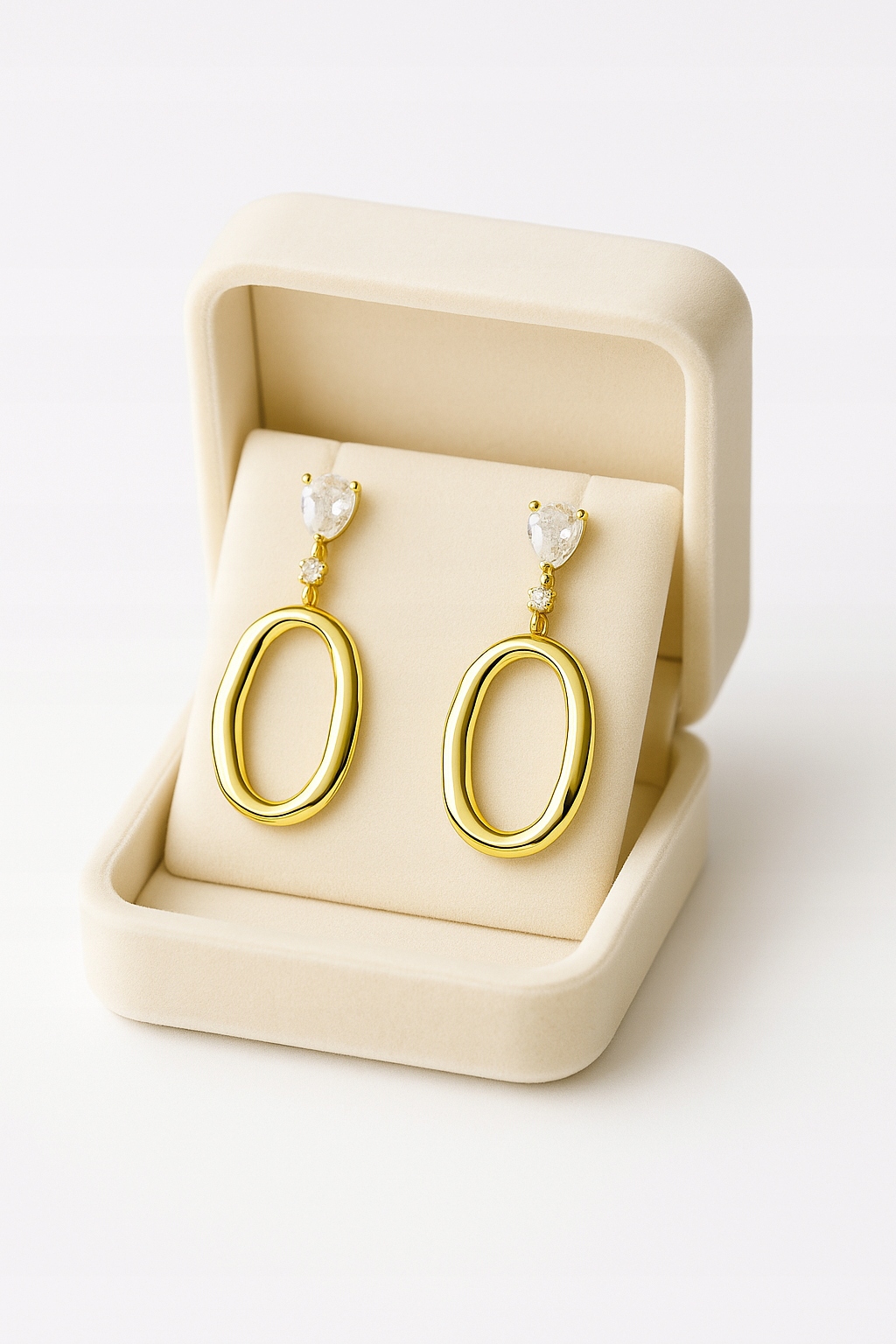 Stříbrné Náušnice Ryzosti 925 Pozlácené Oválné S Bílými Zirkony Jako Dárek