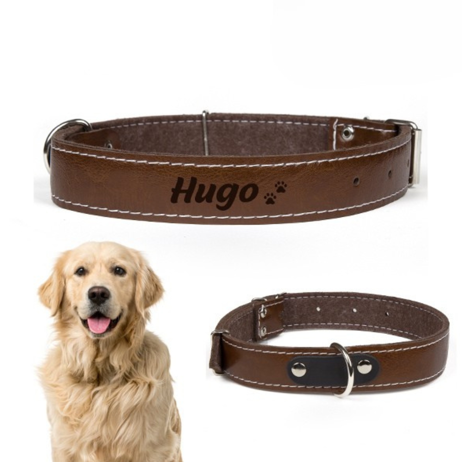 Levně Kožený obojek pro psa Se Jménem a Gravírováním Bonus Dogeste XL