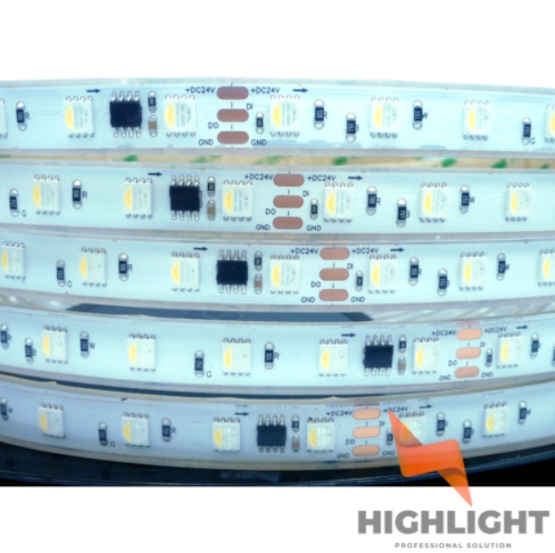 5m Led pásik Strip Digitálny Rgb+nw 14,4W 24V TM1814 60 LED/m IP68 Highlight