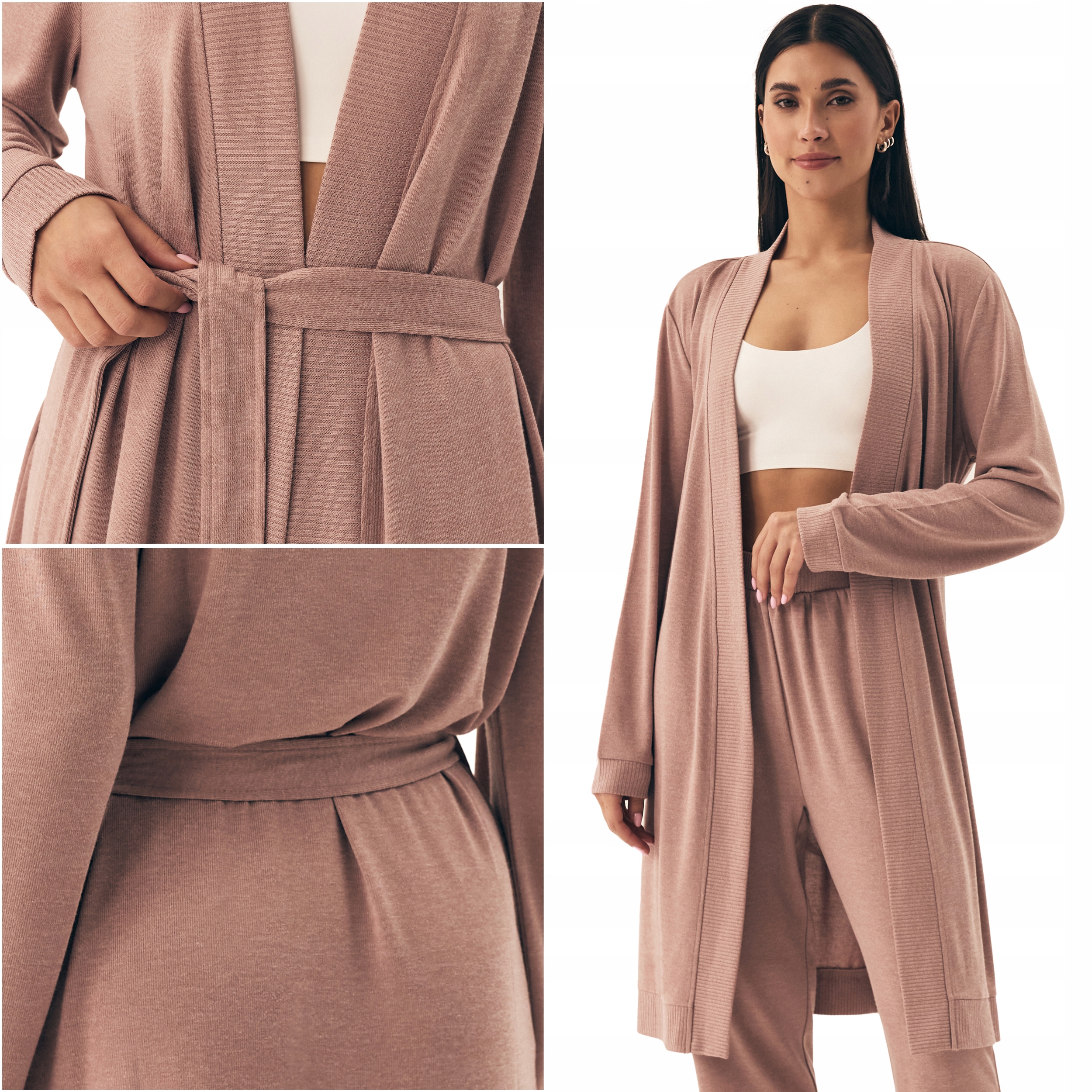 Dámský Župan Henderson Boar dlouhý ke kolenům S Vázáním V Pase S