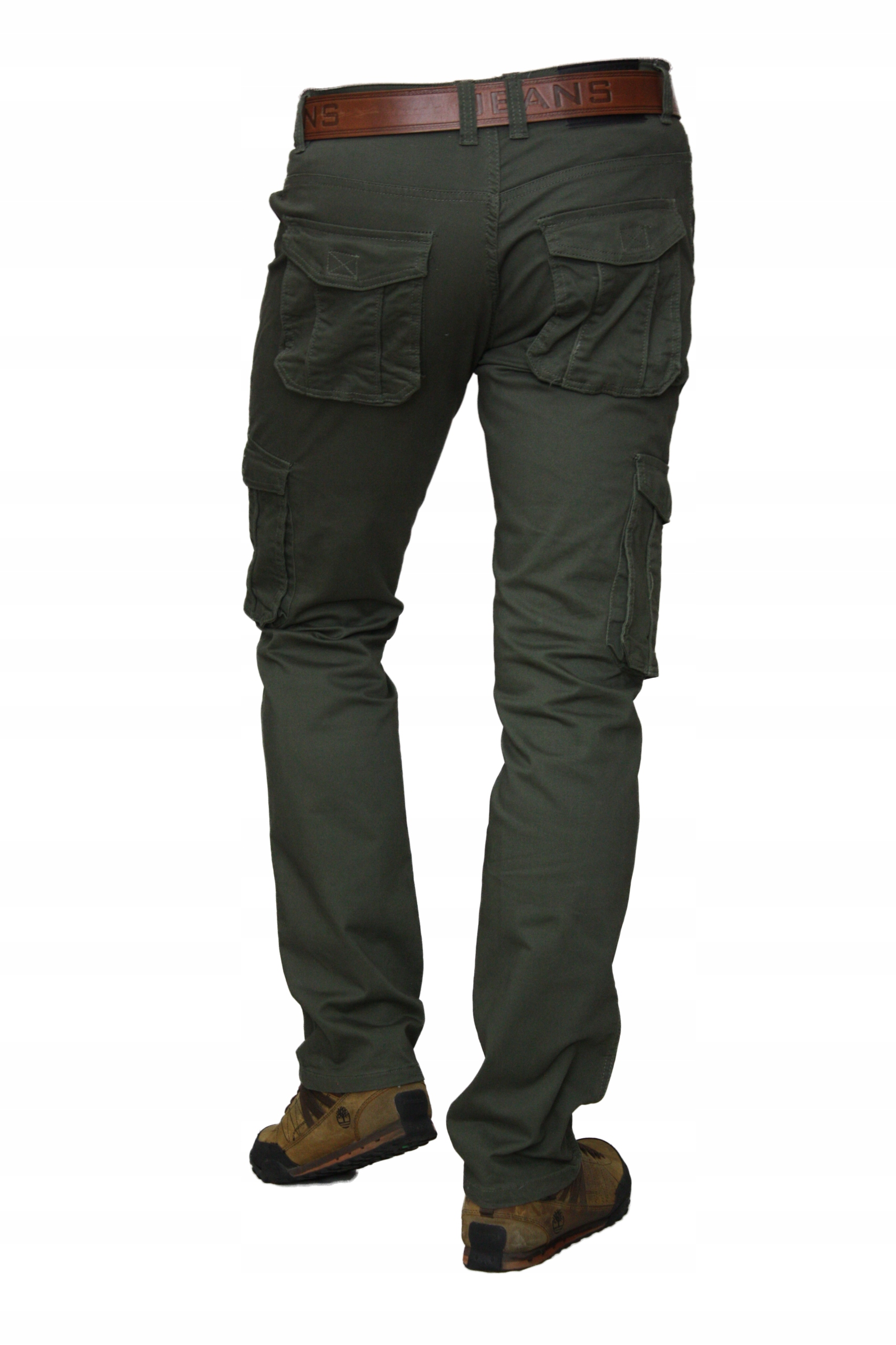 SPODNIE MĘSKIE BOJÓWKI KHAKI (oliwka) W34 L30 PAS 88-90 Fason bojówki