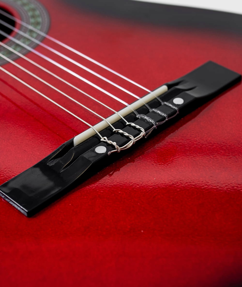 GITARA KLASYCZNA PEŁNOWYMIAROWA 4/4 AKUSTYCZNA +AKCESORIA +TUNER CZERWONA. Rozmiar 4/4
