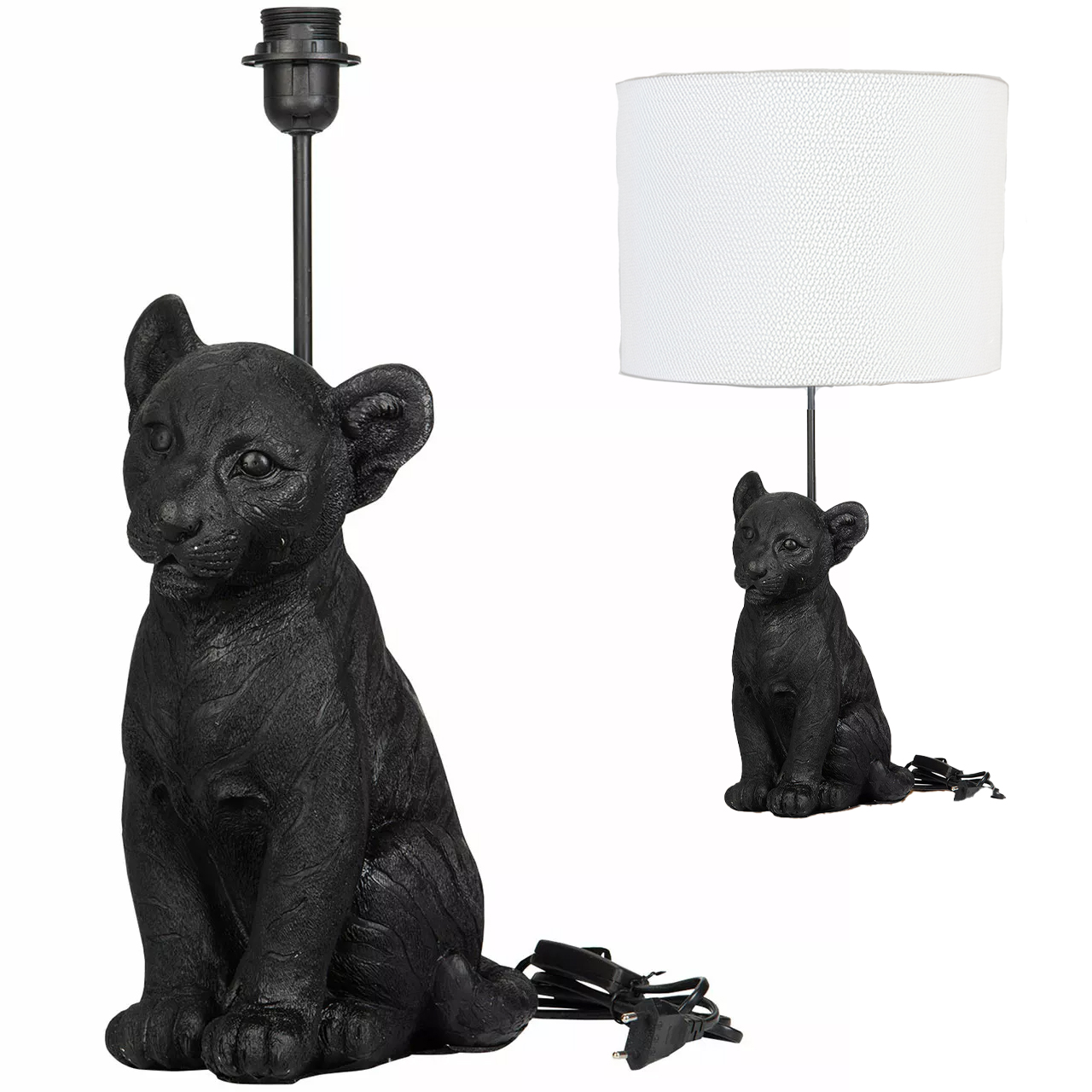 Stolová Lampa Lev 50 cm čierna dekorácia ozdoba bez tienidla