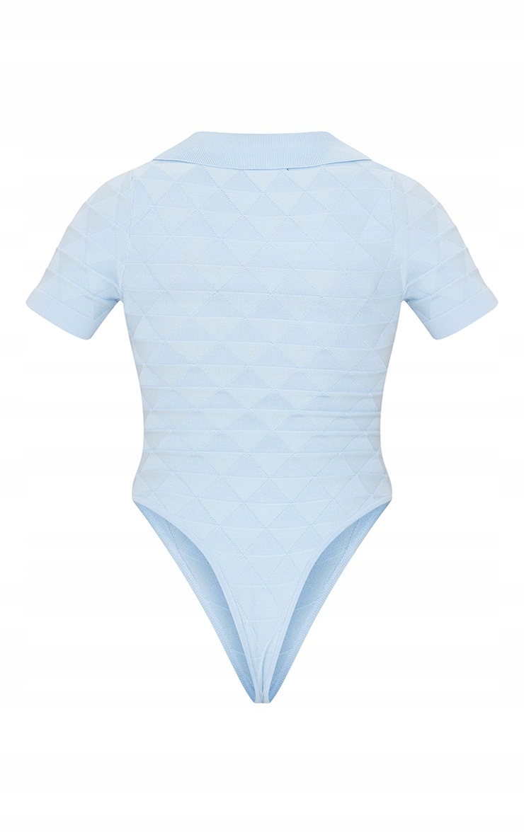 PRETTY NOWE NIEBIESKIE BODY Z KOŁNIERZYKIEM SEXI XS 34 Rękaw krótki rękaw