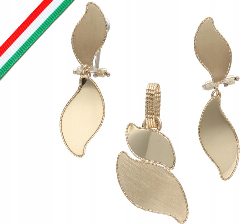Zlatý komplet šperků 585 geometrické listy elegantní jako dárek 14kt