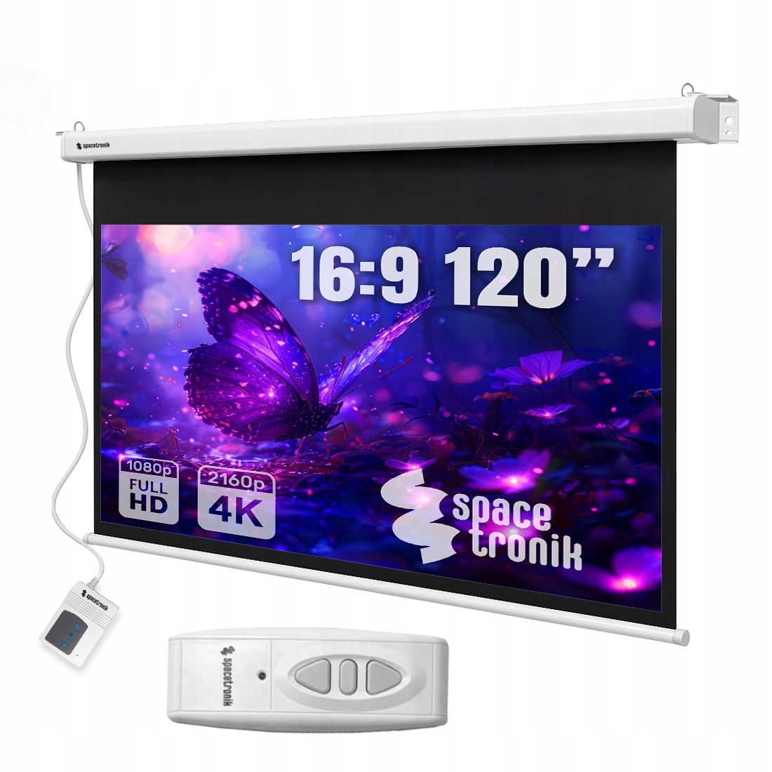 Elektrická projekční obrazovka 120" 16:9 nástěnná stropní sklápěcí 4K Pilot