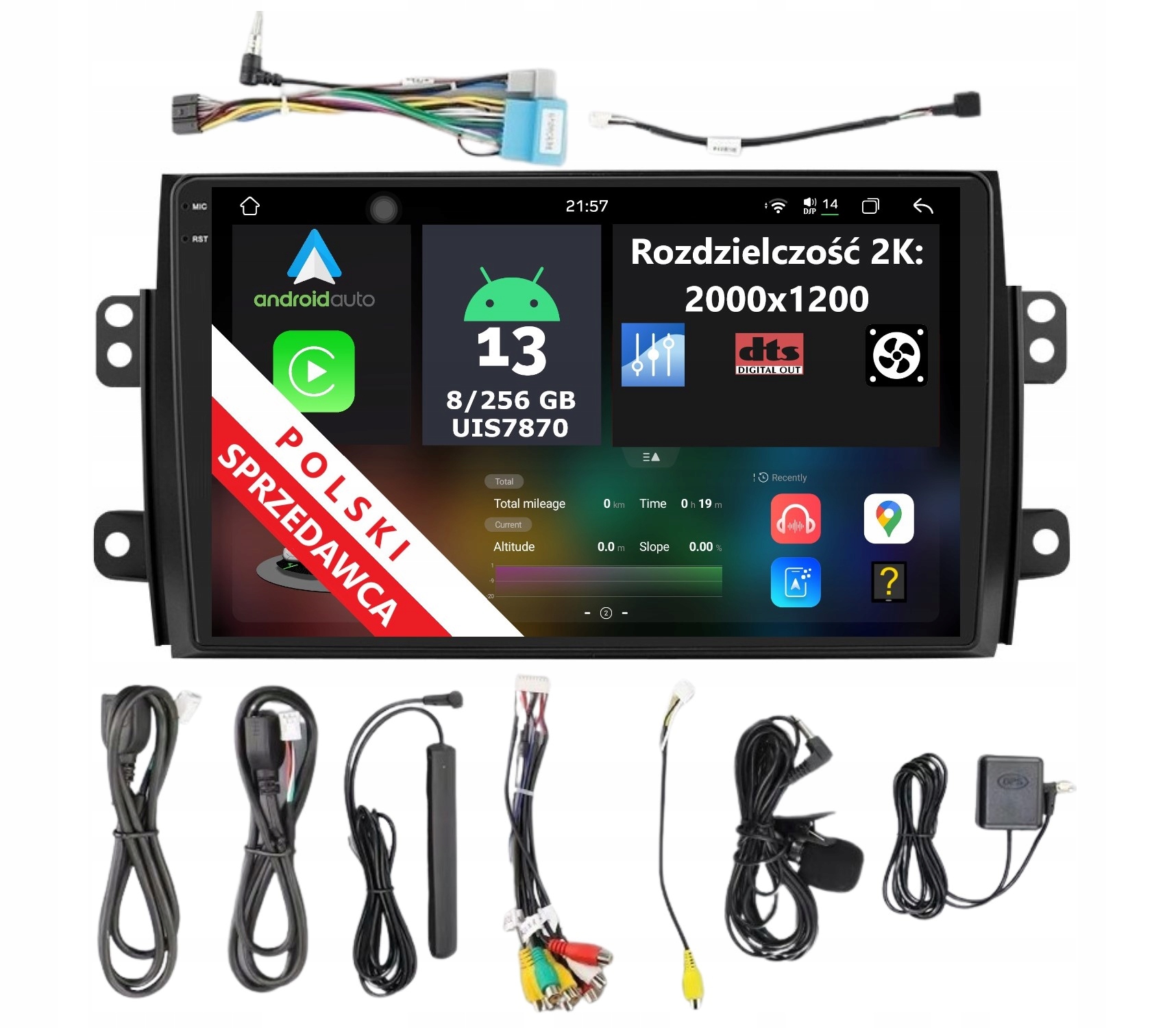 Rádio 2DIN Navigace Android Fiat Sedici 8/256 Gb Dsp Dts 5.1 Carplay Lte