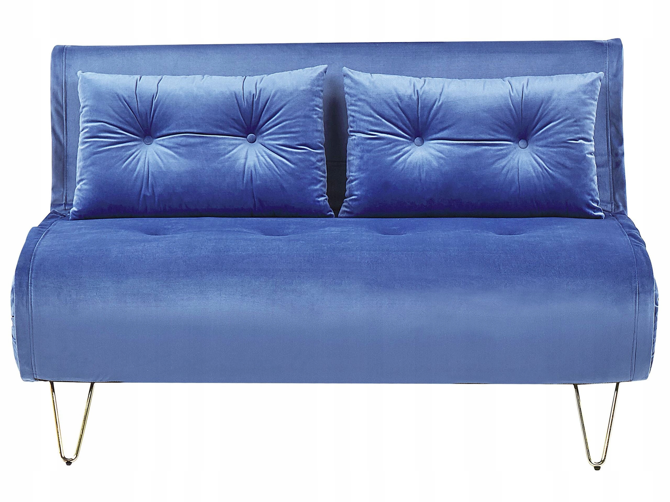 Sofa kanapa dwuosobowa welur niebieska