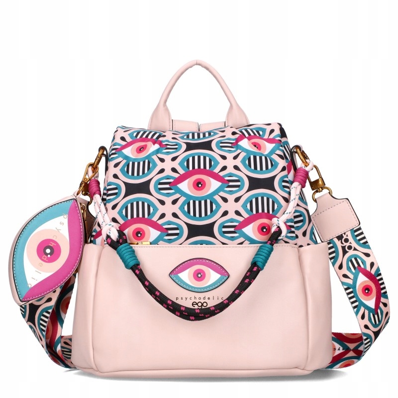 Ego Kabelka Batoh 2v1 Logovaný Pásek Držák Postroj Kůže Eko Růžové Oko
