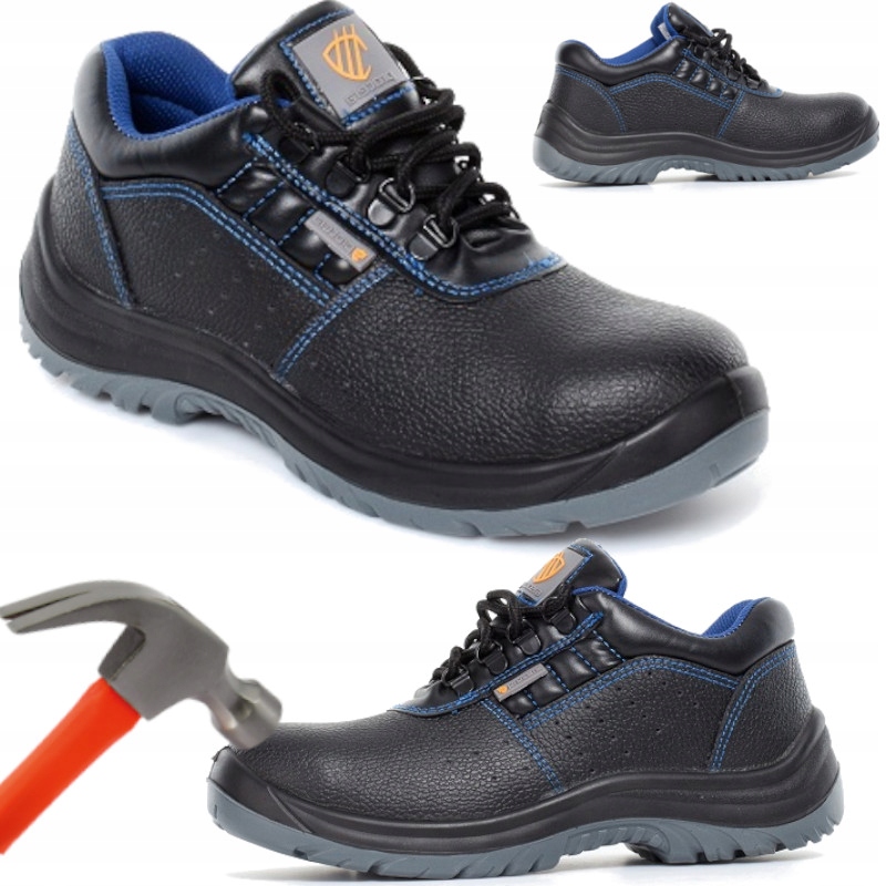 BUTY ROBOCZE bezpieczne SKÓRA PÓŁBUTY OCHRONNE stalowy nosek lekkie R. 39
