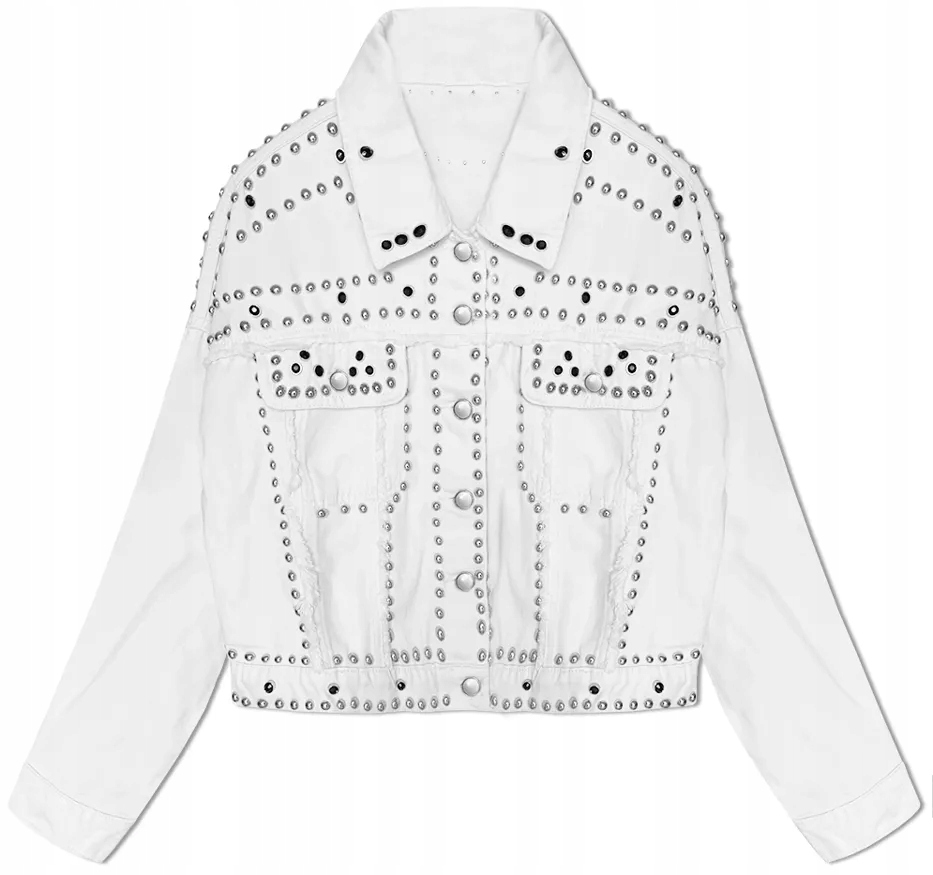 Džínová bunda s cvočky M7010 Bílá M (38)