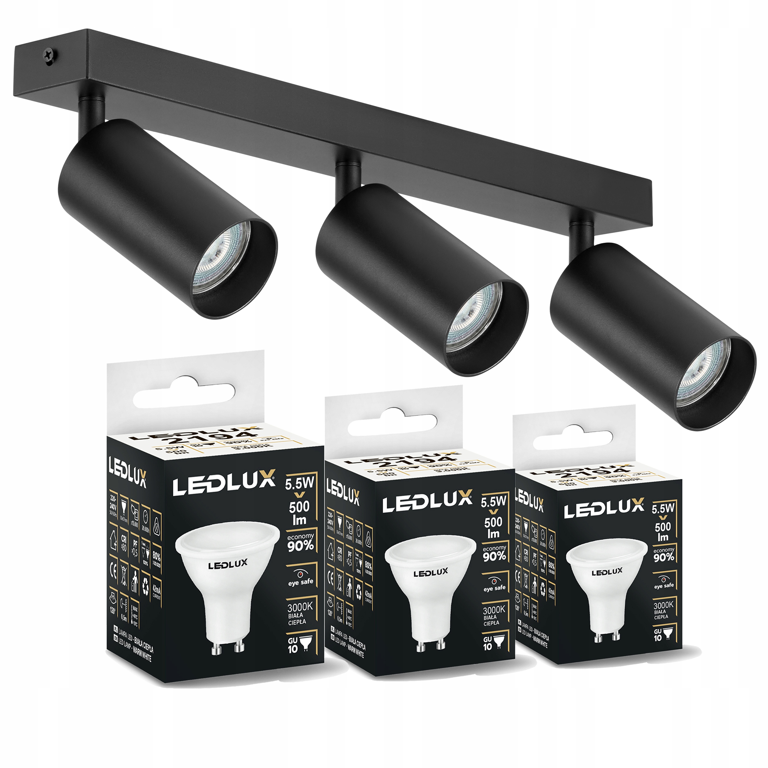 Set Stropní svítidlo s Led závěsnou lištou na zeď 3 x GU10 5,5W