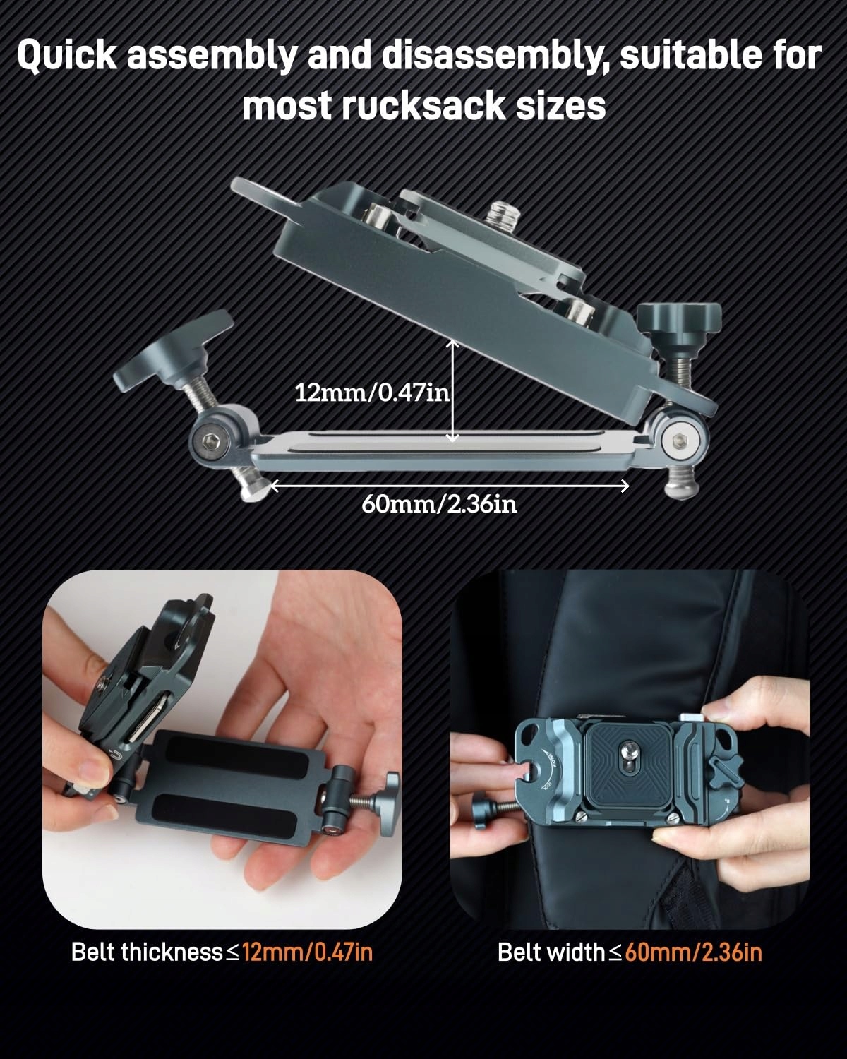 Klips Do Kamery Plecaka Paska Szybkozłączka 1 4 Cala DSLR Action PUKOKO — miniatura 3