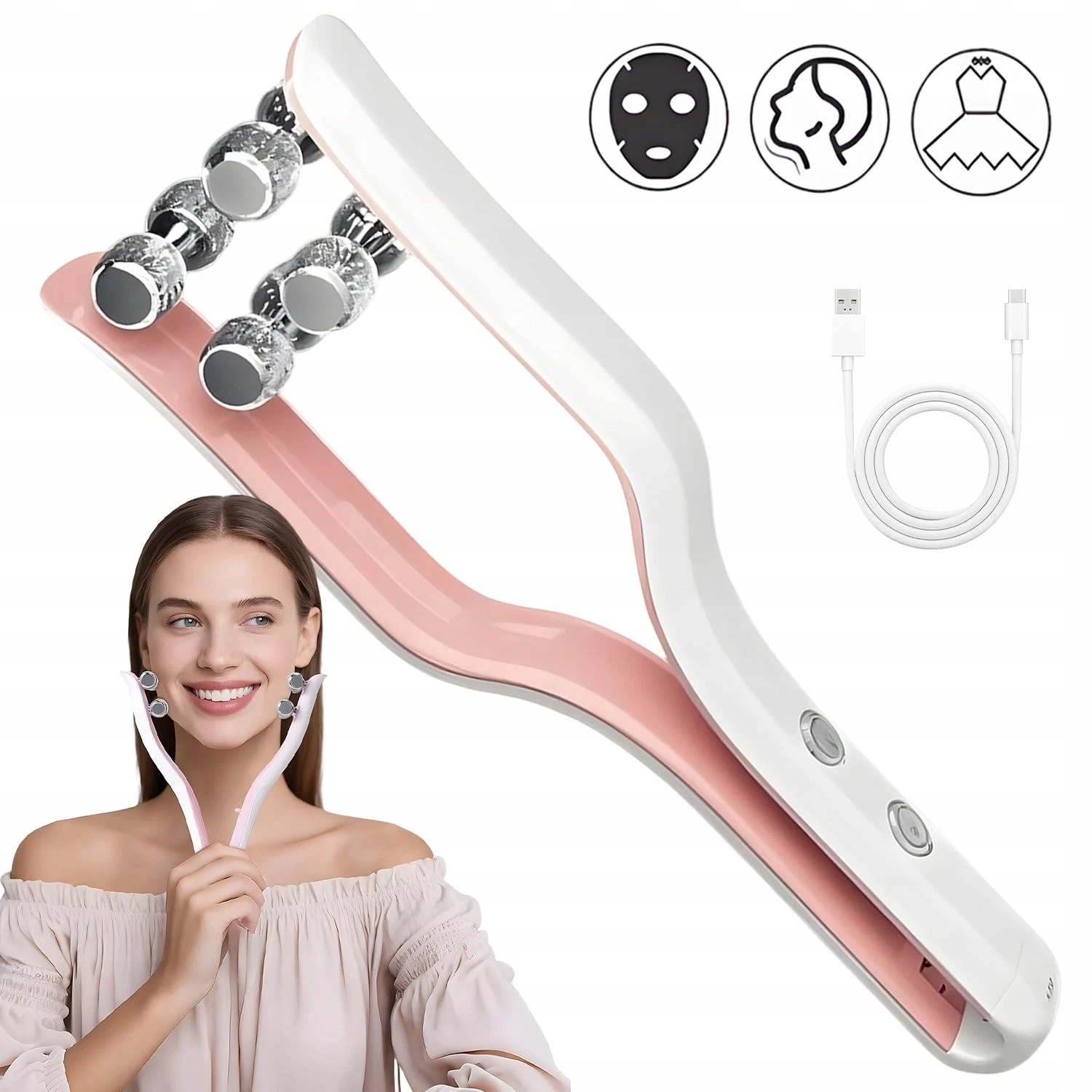 Modelovací Masážní Přístroj Na Obličej Ems Usb Roller Na Bradu 400MAH 3 masážní režimy