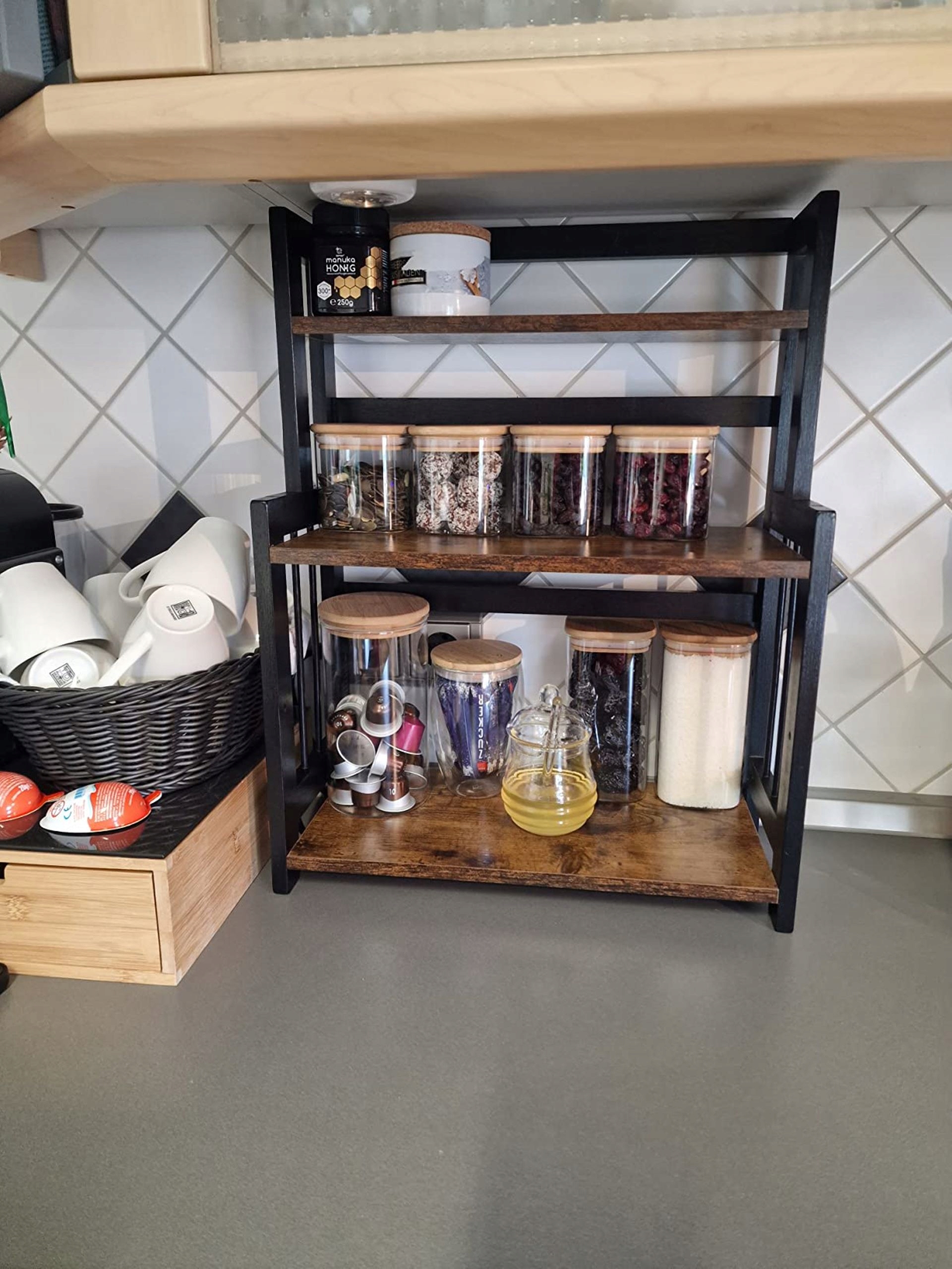 PÓŁKA KUCHENNA STOJĄCA ORGANIZER REGAŁ NA BLAT Kolor frontów dąb czarny