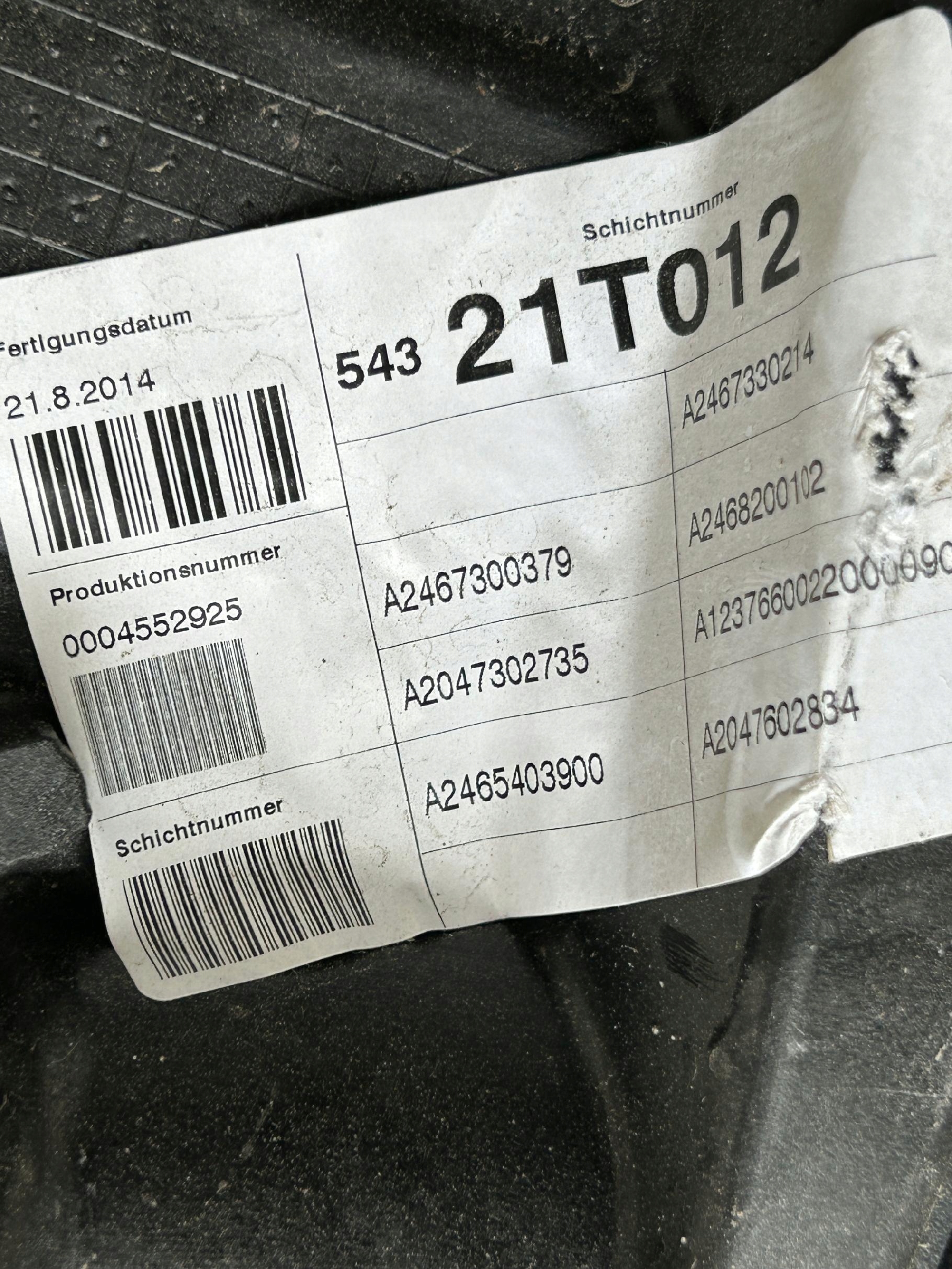 window regulator door left rear part MERCEDES B 246