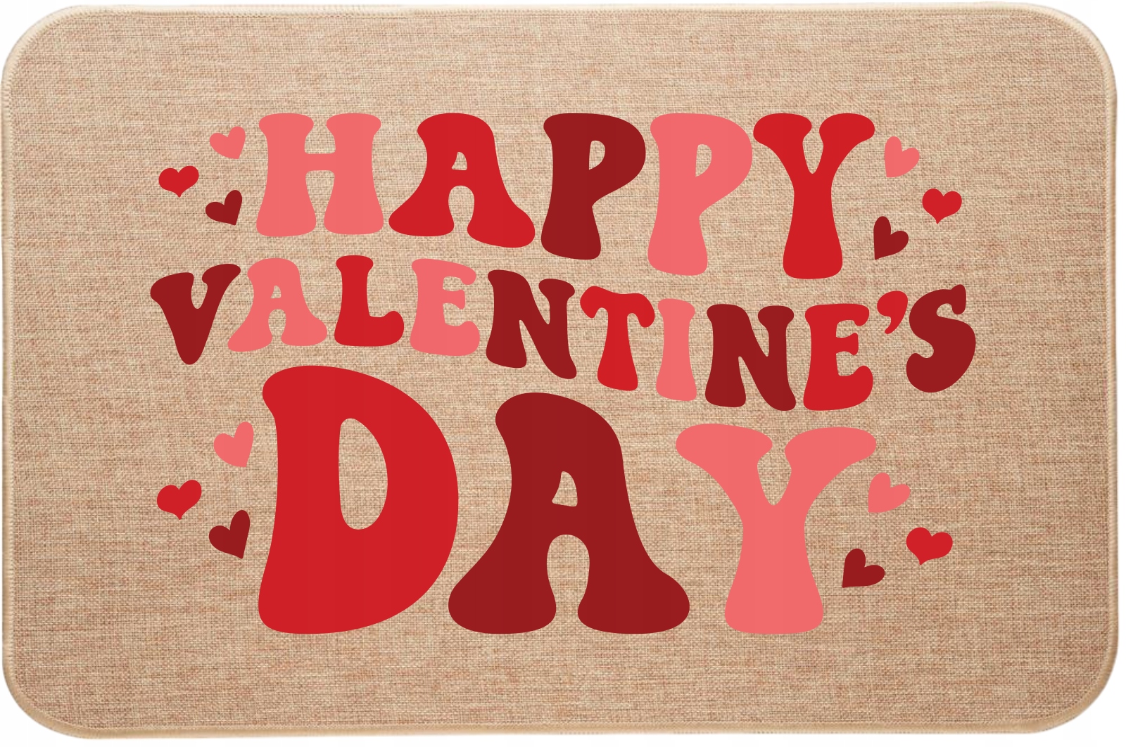 Valentýnská lněná rohožka s potiskem Happy Valentine's Day
