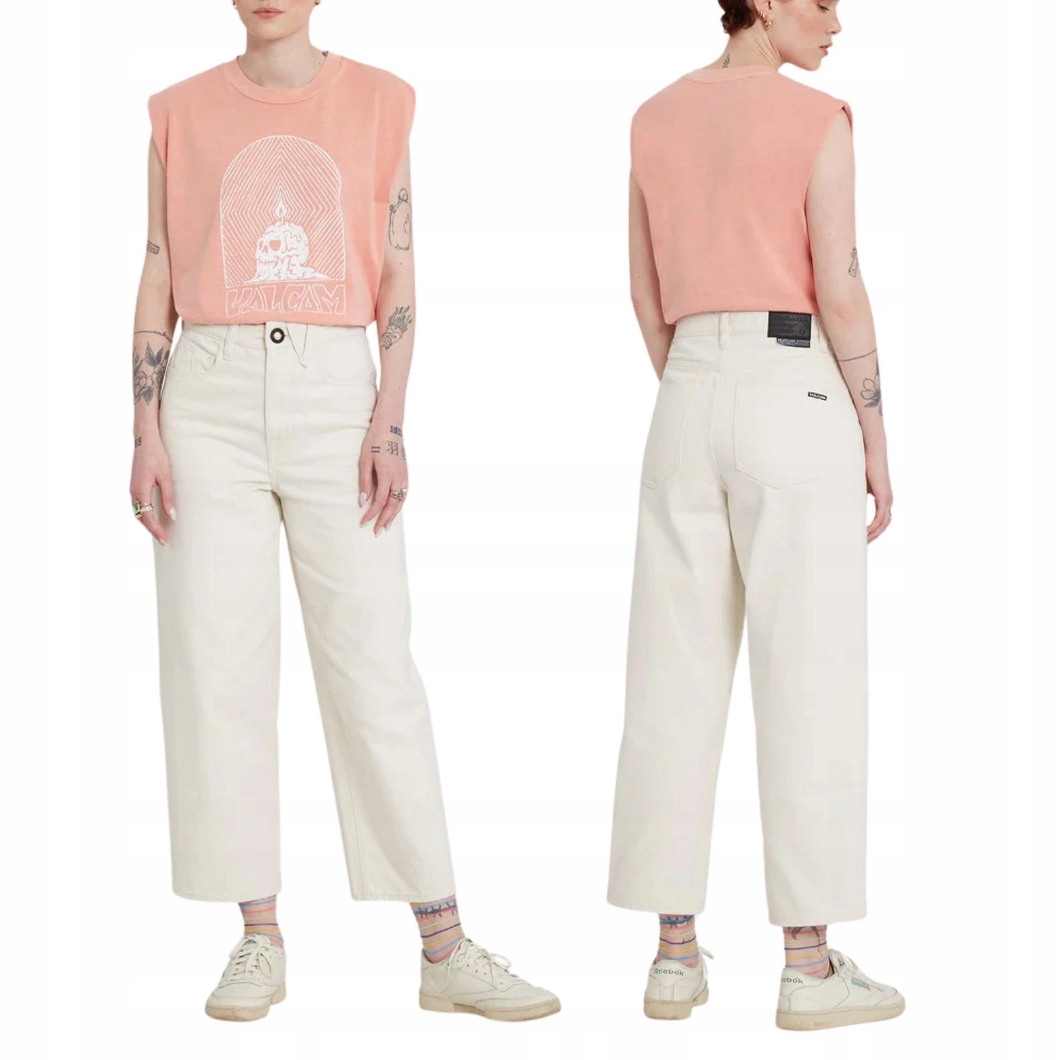 Dámské kalhoty Volcom jednoduché béžové džínové módní volné vel. W29