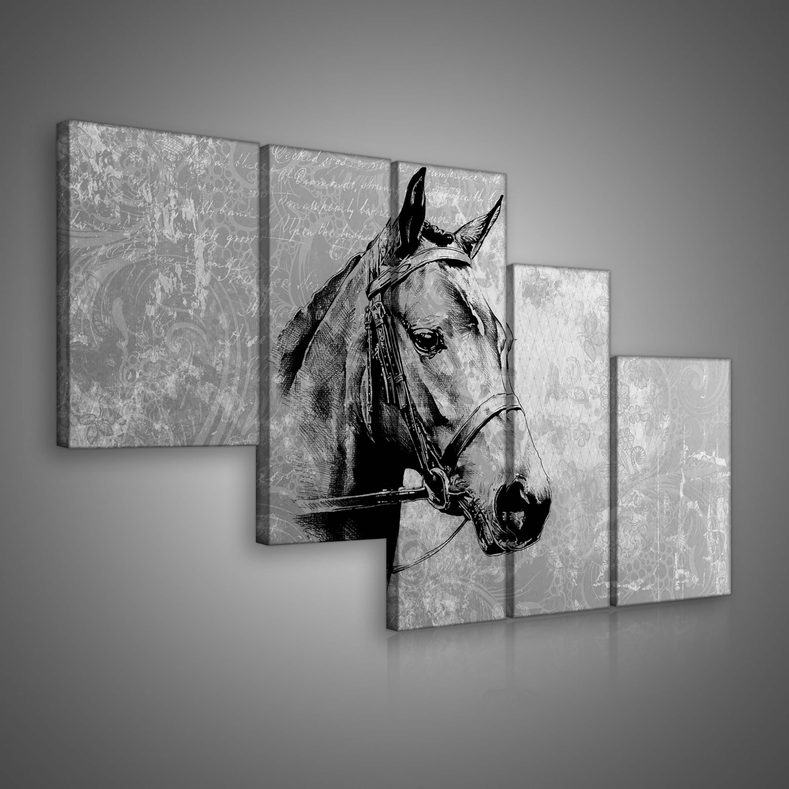 Obraz 170x100 Kôň hlava koňa portrét zvieraťa čierna-biela minimalizmus