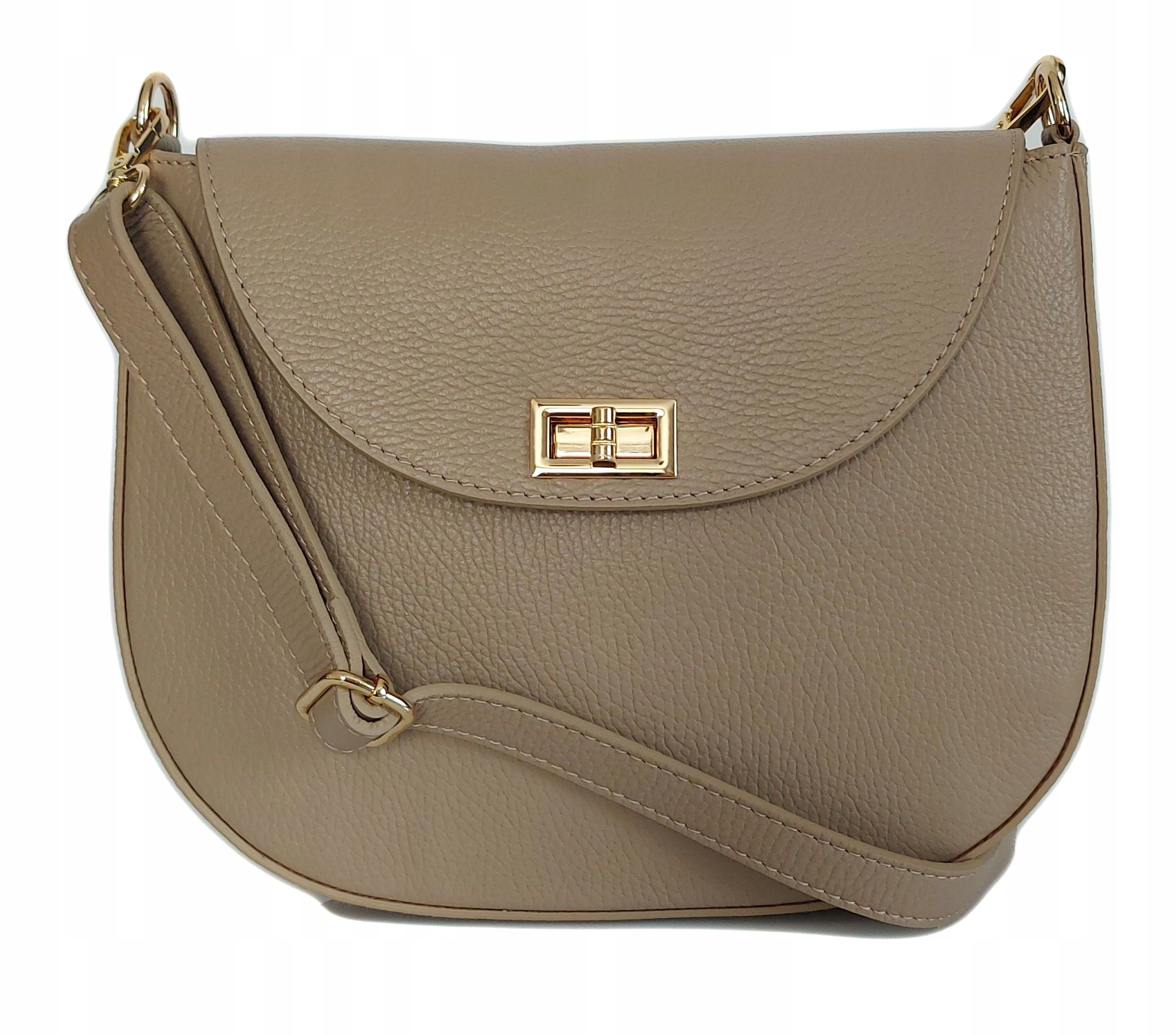 Velká italská kabelka přes rameno Vera Pelle – prostorná elegantní podkova Béžová