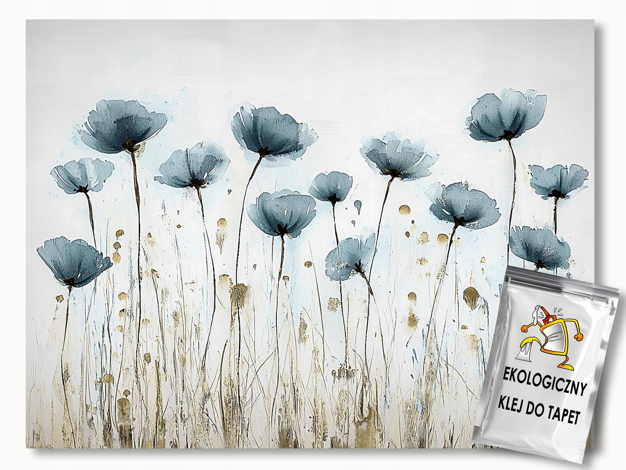 Fototapeta Flizelina Zahrada Modré Květy Cyan Béžová Hnědá 368x254 130g