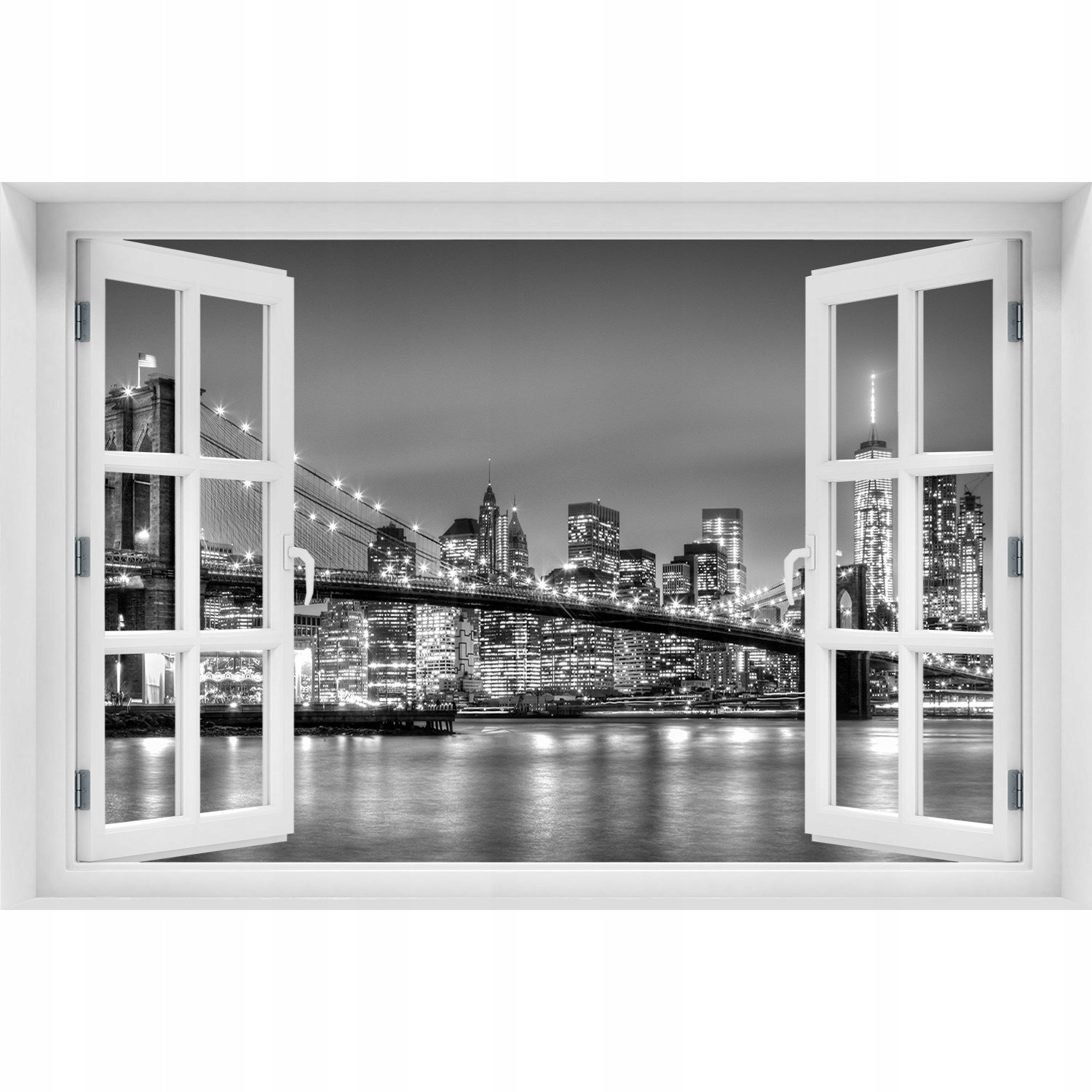 

Naklejka na ścianę 3D Okno widok Most Brookliński