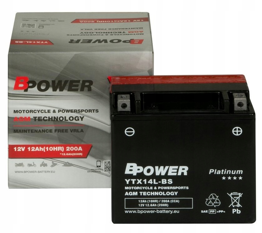 Аккумулятор Bpower YTX14L-BS 12AH 200A
