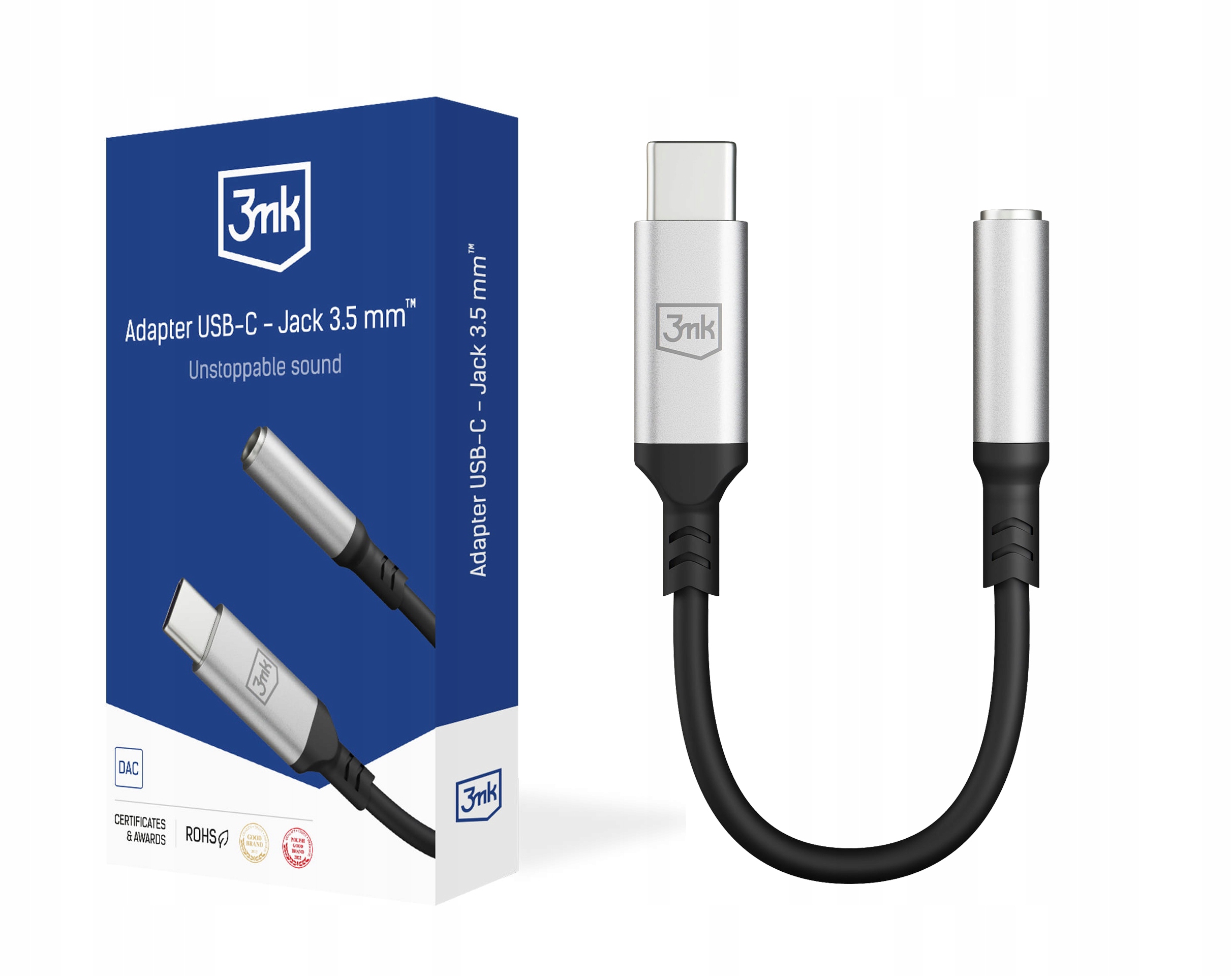 3mk Adaptér Usb-c Jack 3,5 mm černý typ samice