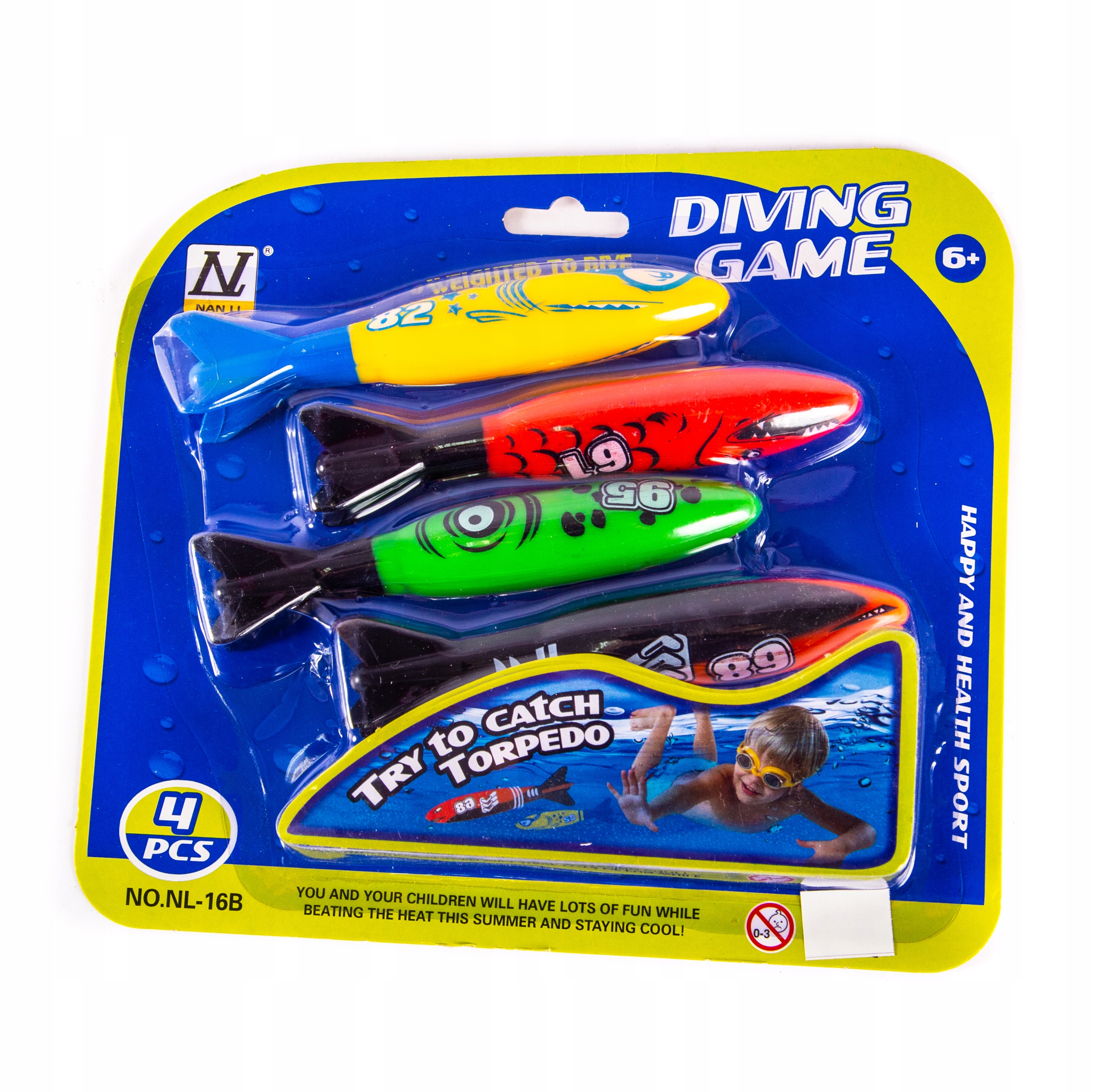 0515C ZESTAW ZABAWEK DO WODY NA BASEN TORPEDY 4SZT