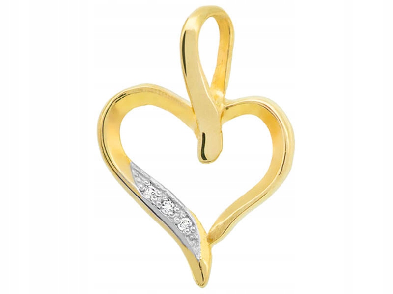 Zlatý přívěsek 585 srdce rámeček s diamantem, módní vzor na řetízek 14k