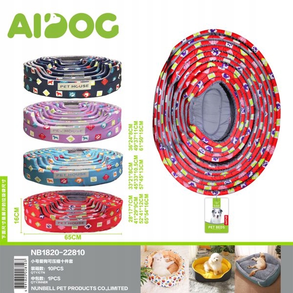 Sada 10 měkkých pelíšků pro psy – barevné vzory