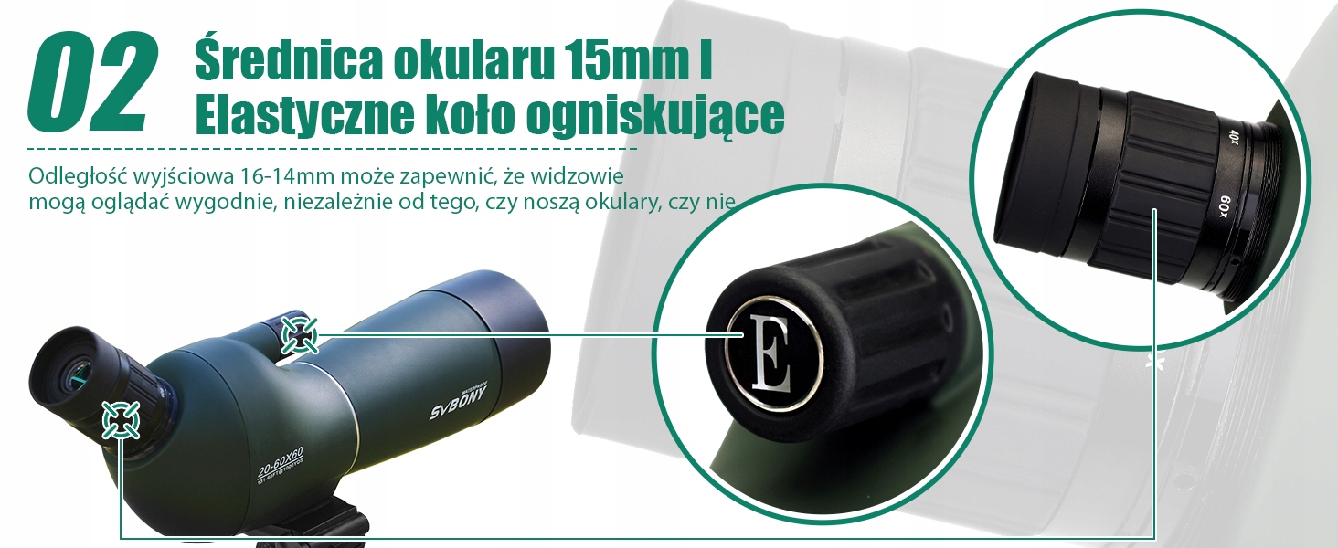 Svbony SV28 Monokularowy Teleskop Kątowy 20-60x60 — miniatura 16