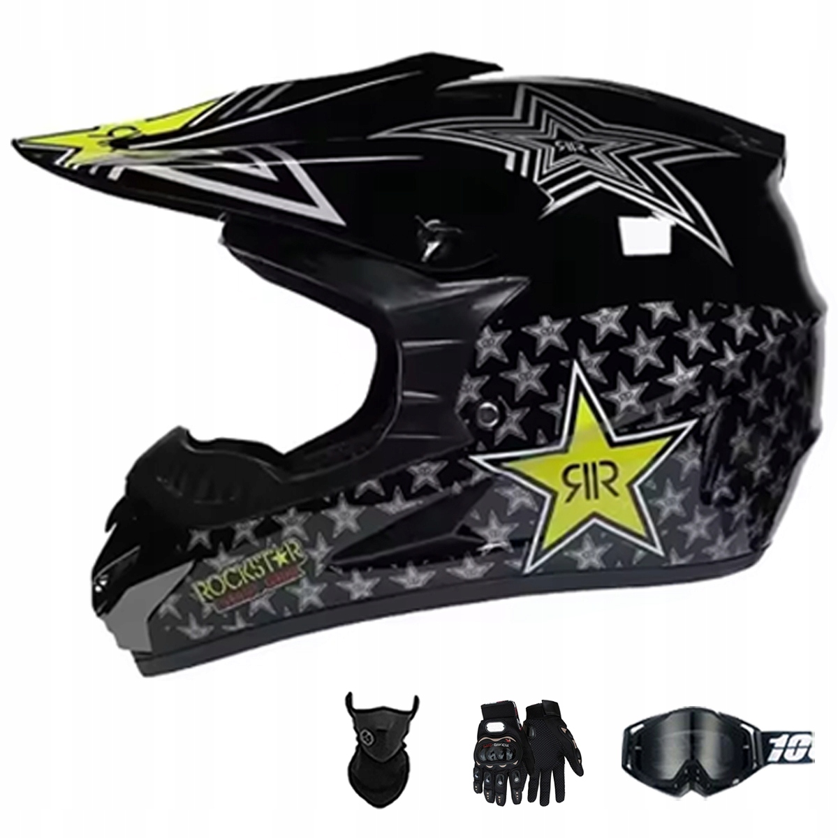 Motocyklová Přilba Lehká Enduro Quada Brýle Rukavice Maska M