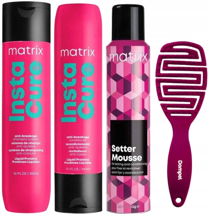 Matrix Insta Cure Szampon 300ml Odżywka 300 ml Pianka 232 g Szczotka