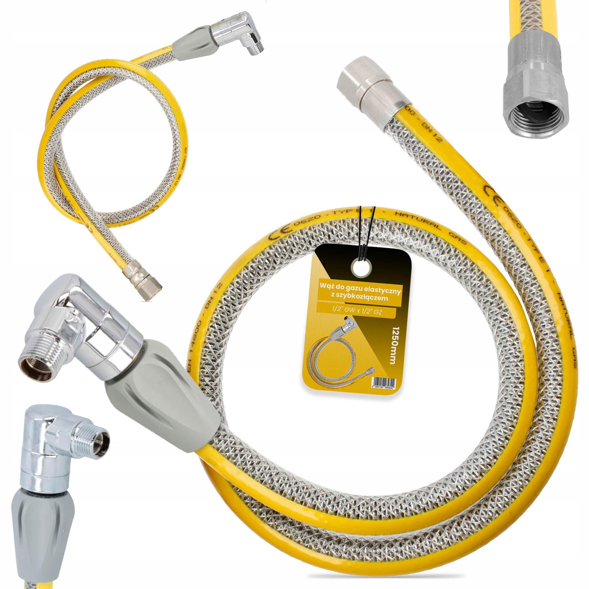 Hadica Zemného Plynu Kábel 125 cm Plynový sporák Plynová fľaša Rychlozla Ch