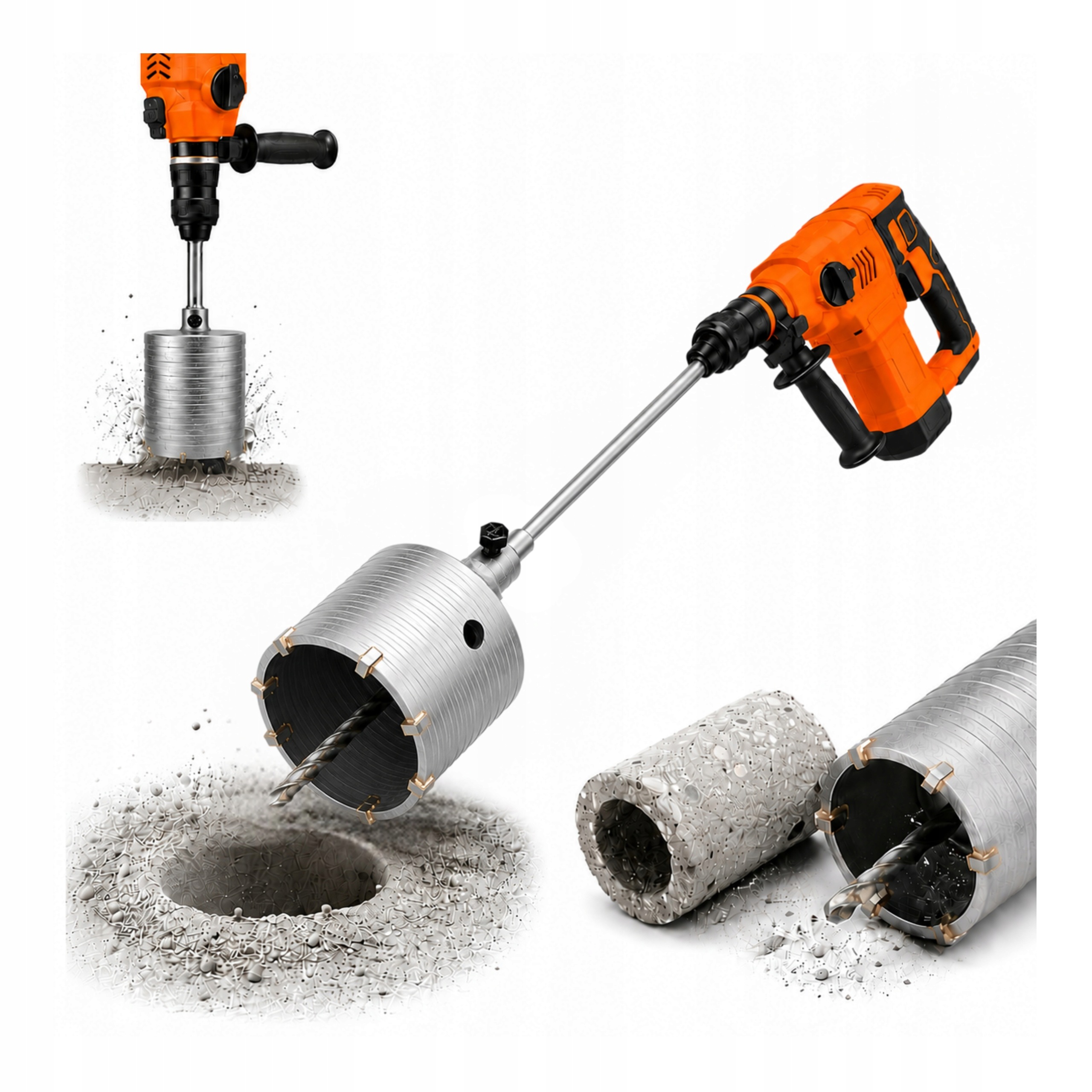 Otwornica do Betonu 125mm Wiertło Frez Puszek z Adapterem 350mm Sds Plus