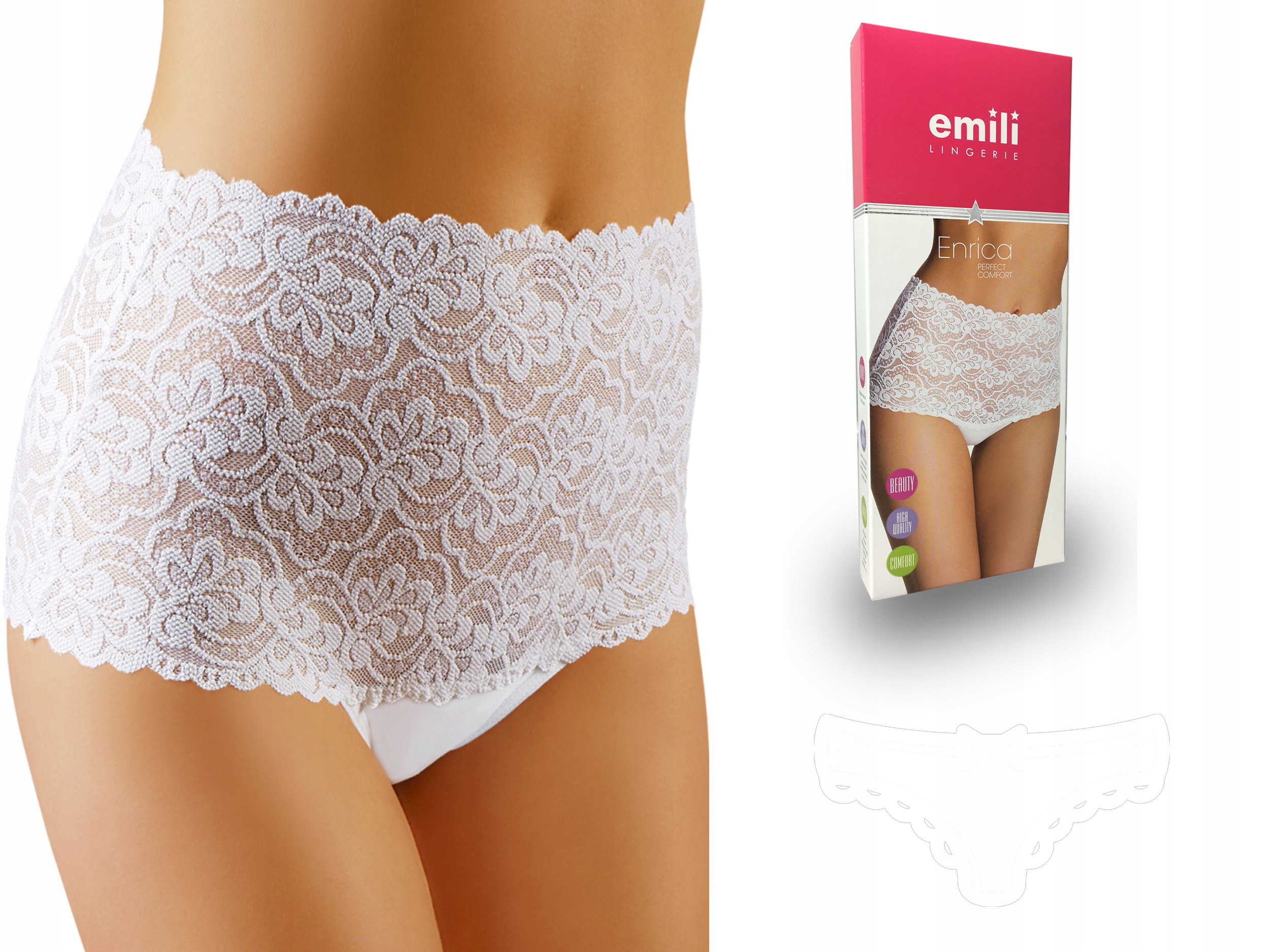 

Enrica Koronkowe Figi Bawełna Emili biały M